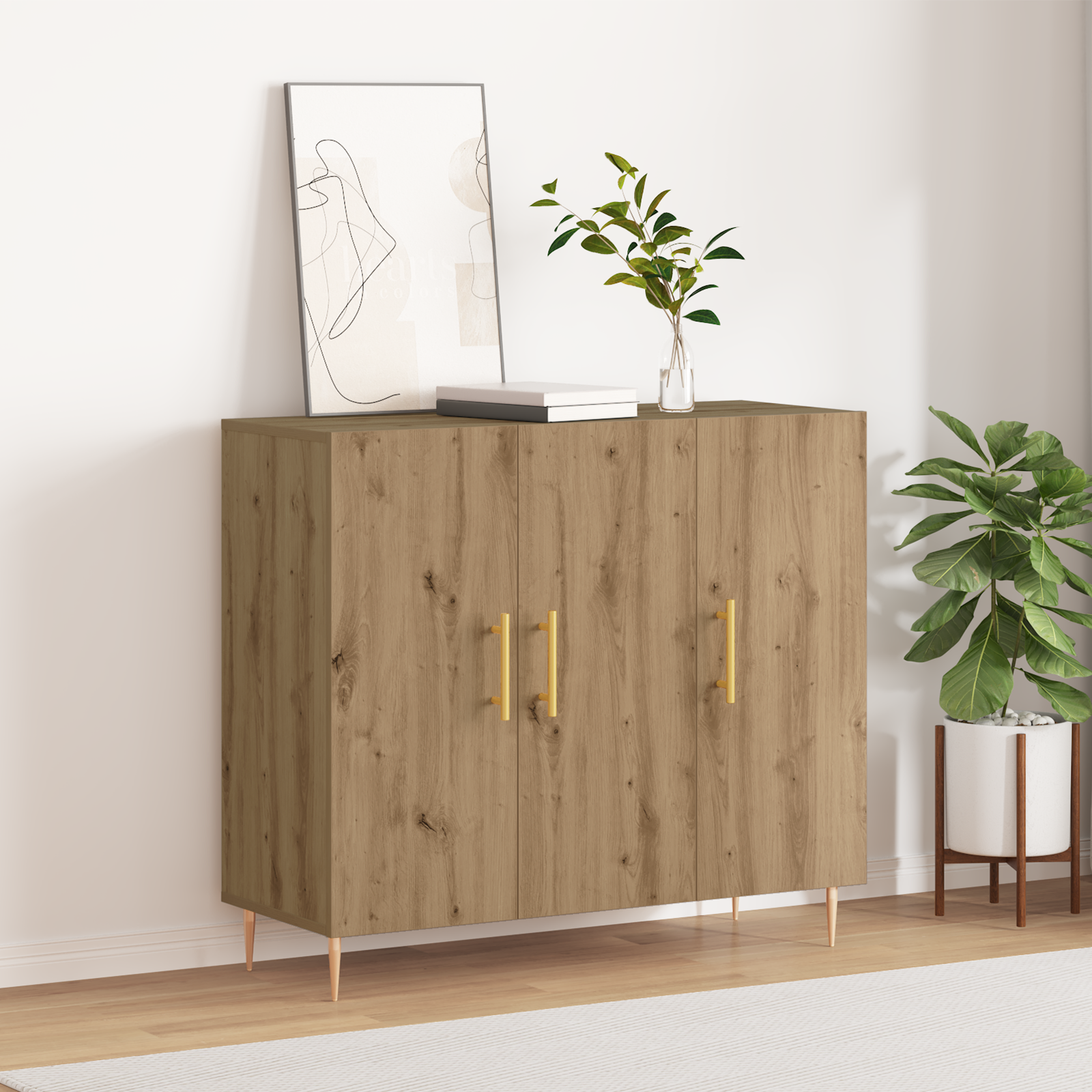 Sideboard Artisan Oak 90x34x80 cm Engineered Wood - Image 4