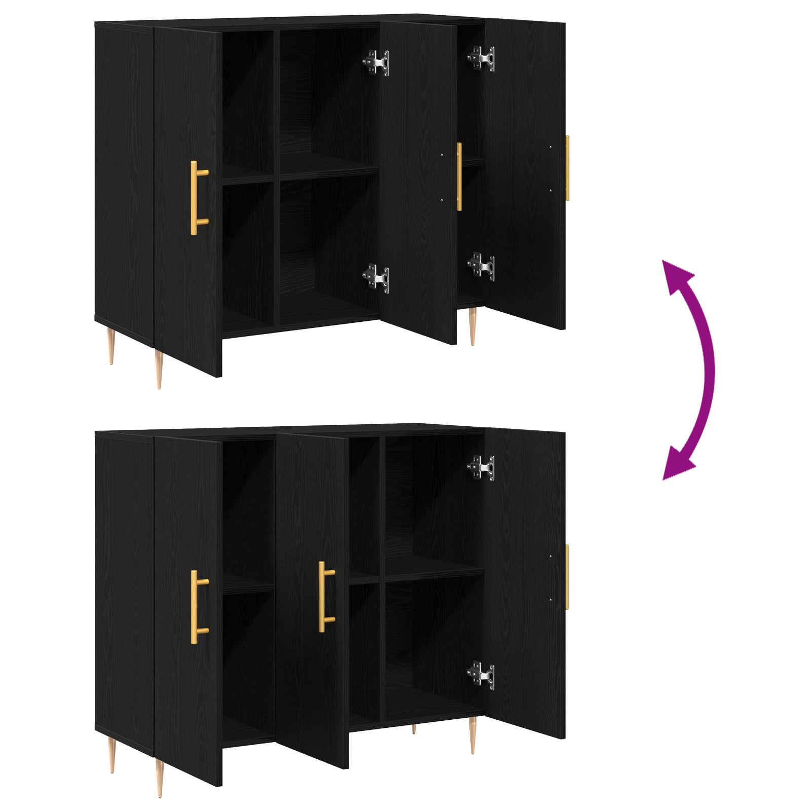 Black Oak Sideboard 90x34x80 cm made of Engineered Wood - Image 11