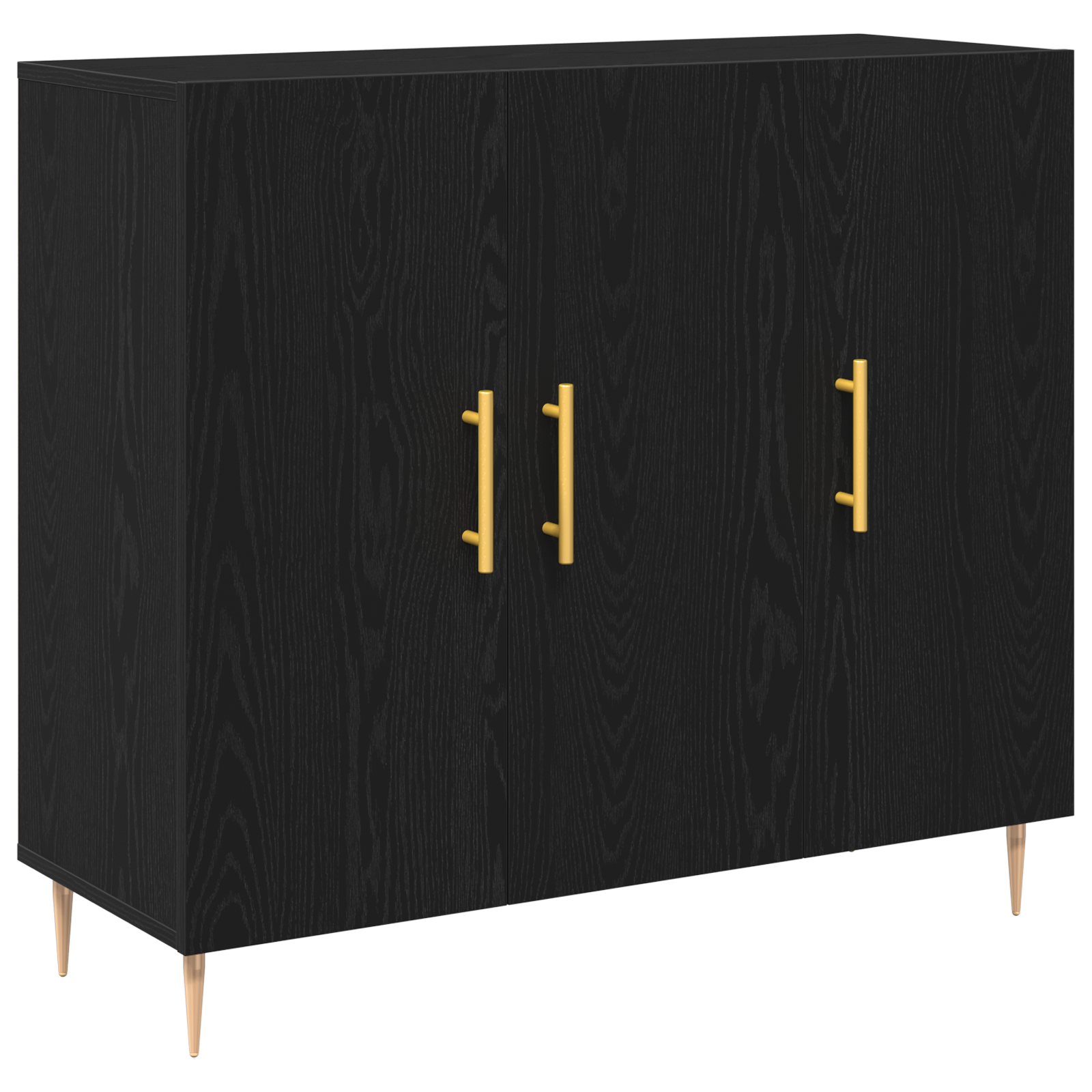 Black Oak Sideboard 90x34x80 cm made of Engineered Wood - Image 2