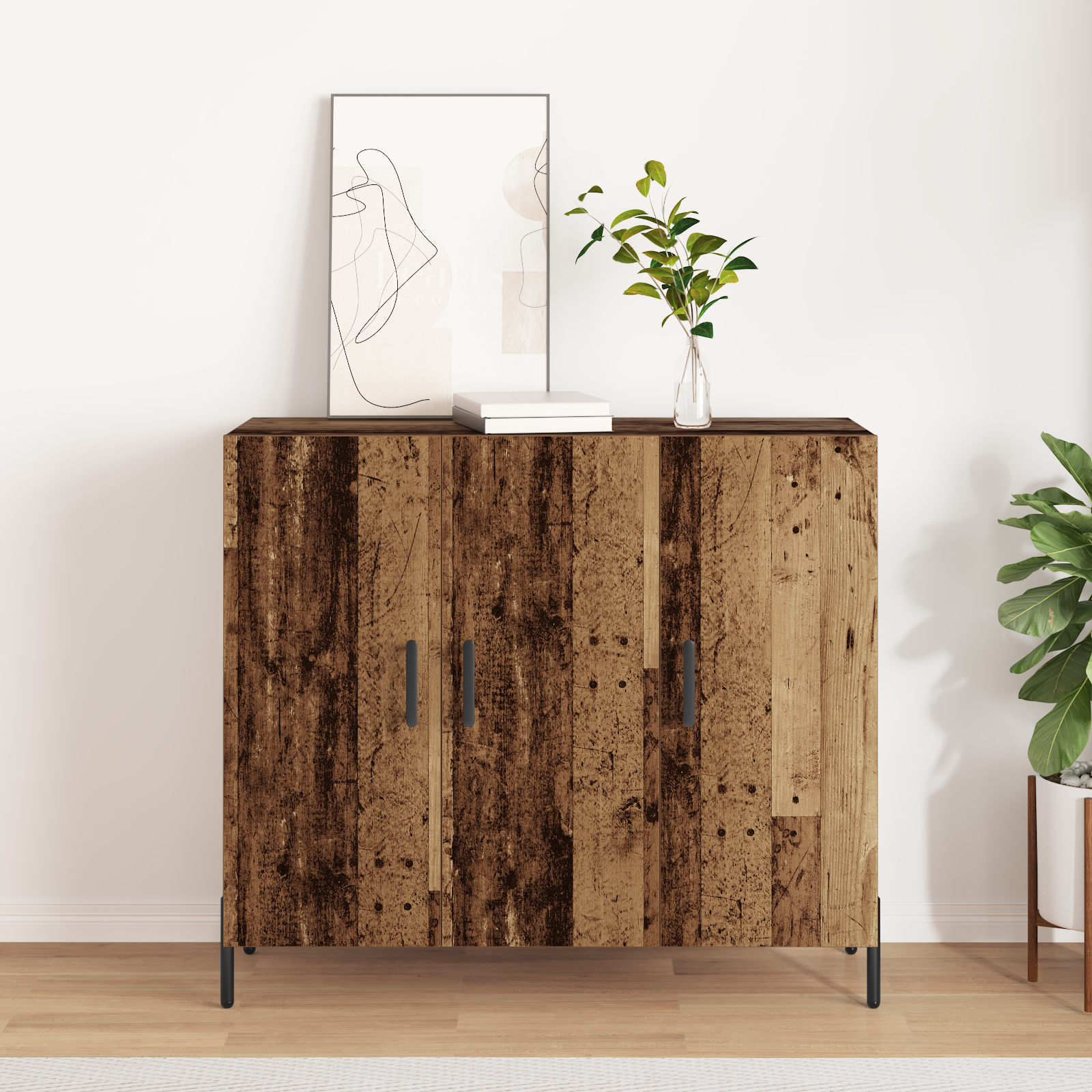 Sideboard in Vintage Wood - 90x34x80 cm, Made of Engineered Wood