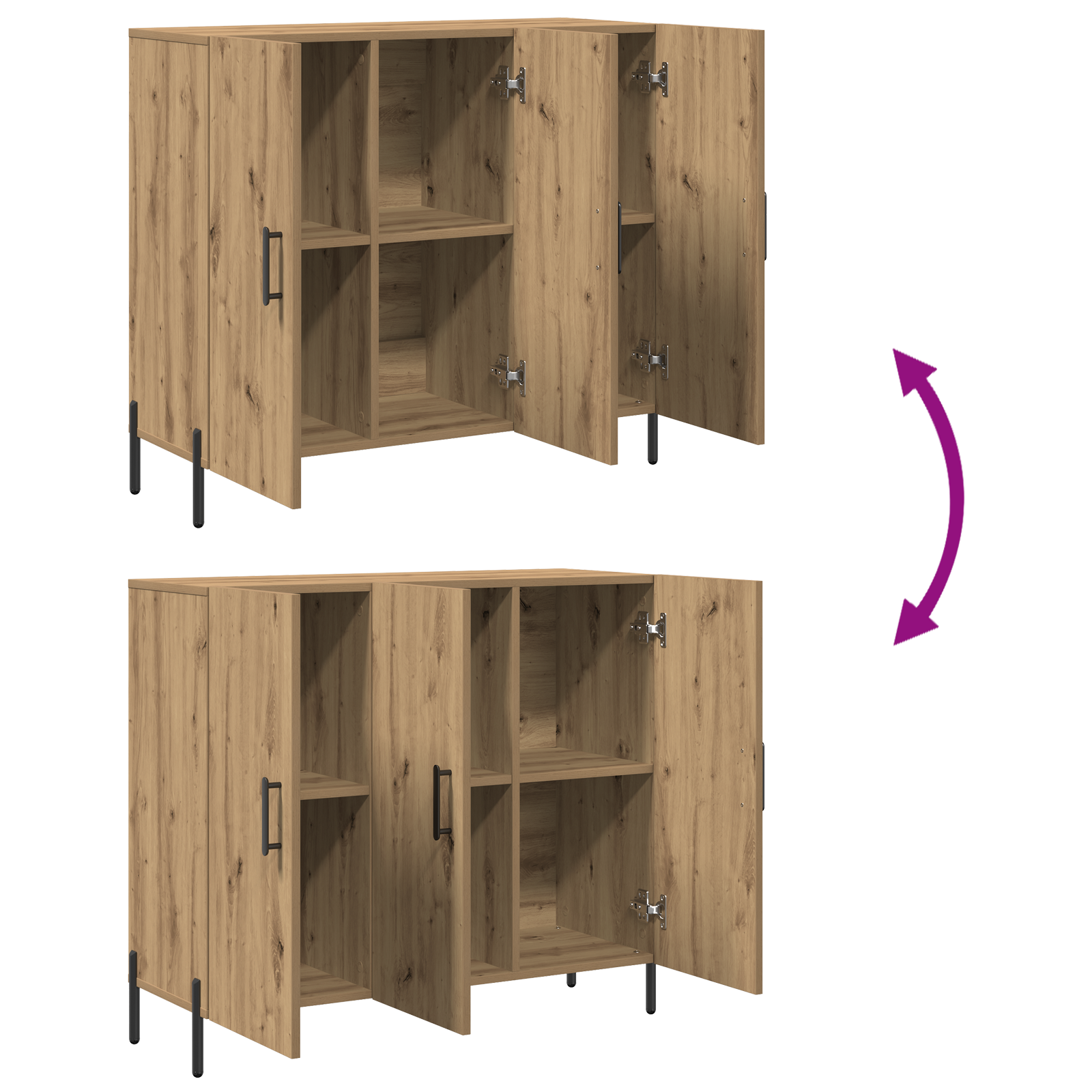 Artisan Oak Sideboard - 90x34x80 cm - Made of Engineered Wood - Image 11