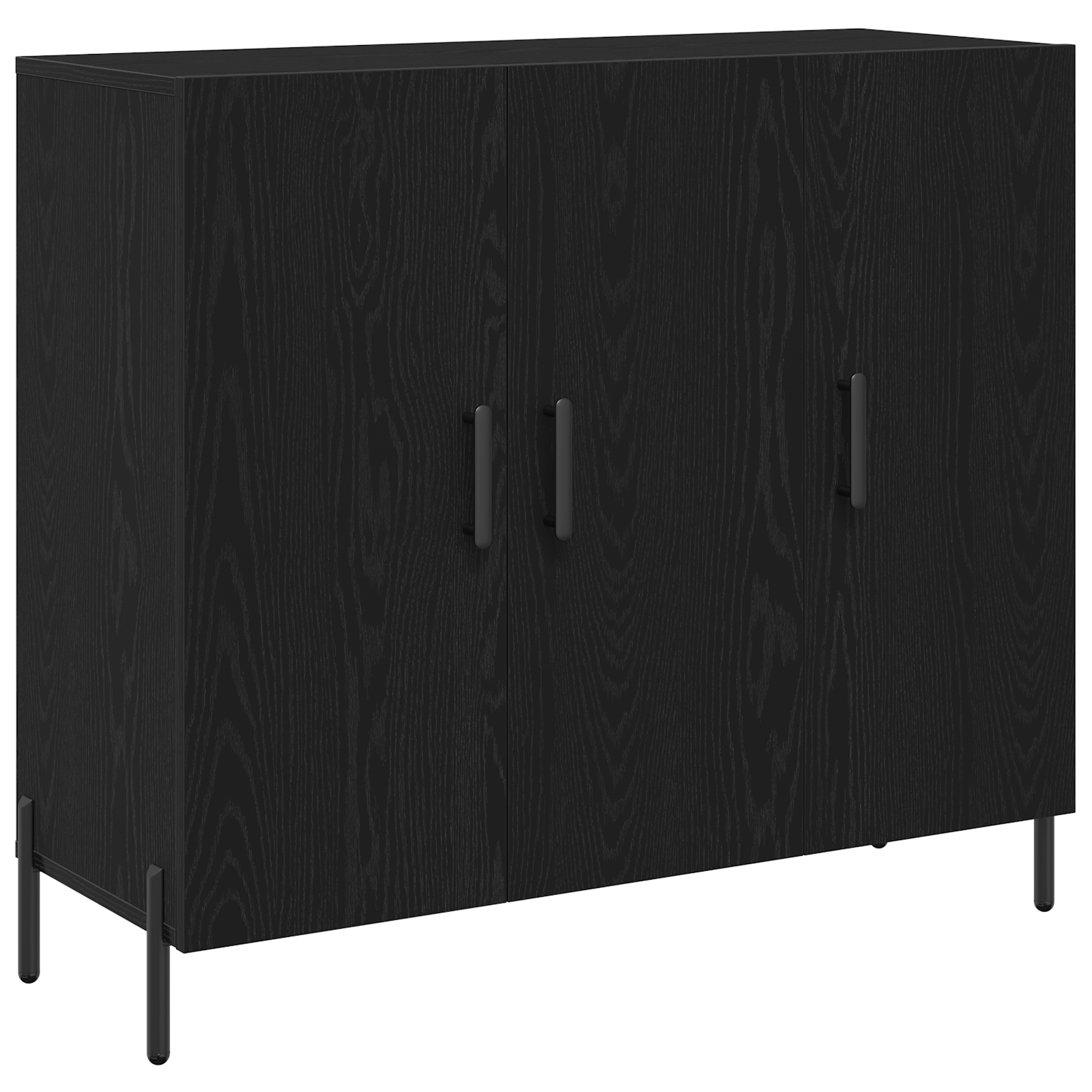 Black Oak Sideboard 90x34x80 cm Made of Engineered Wood - Image 2
