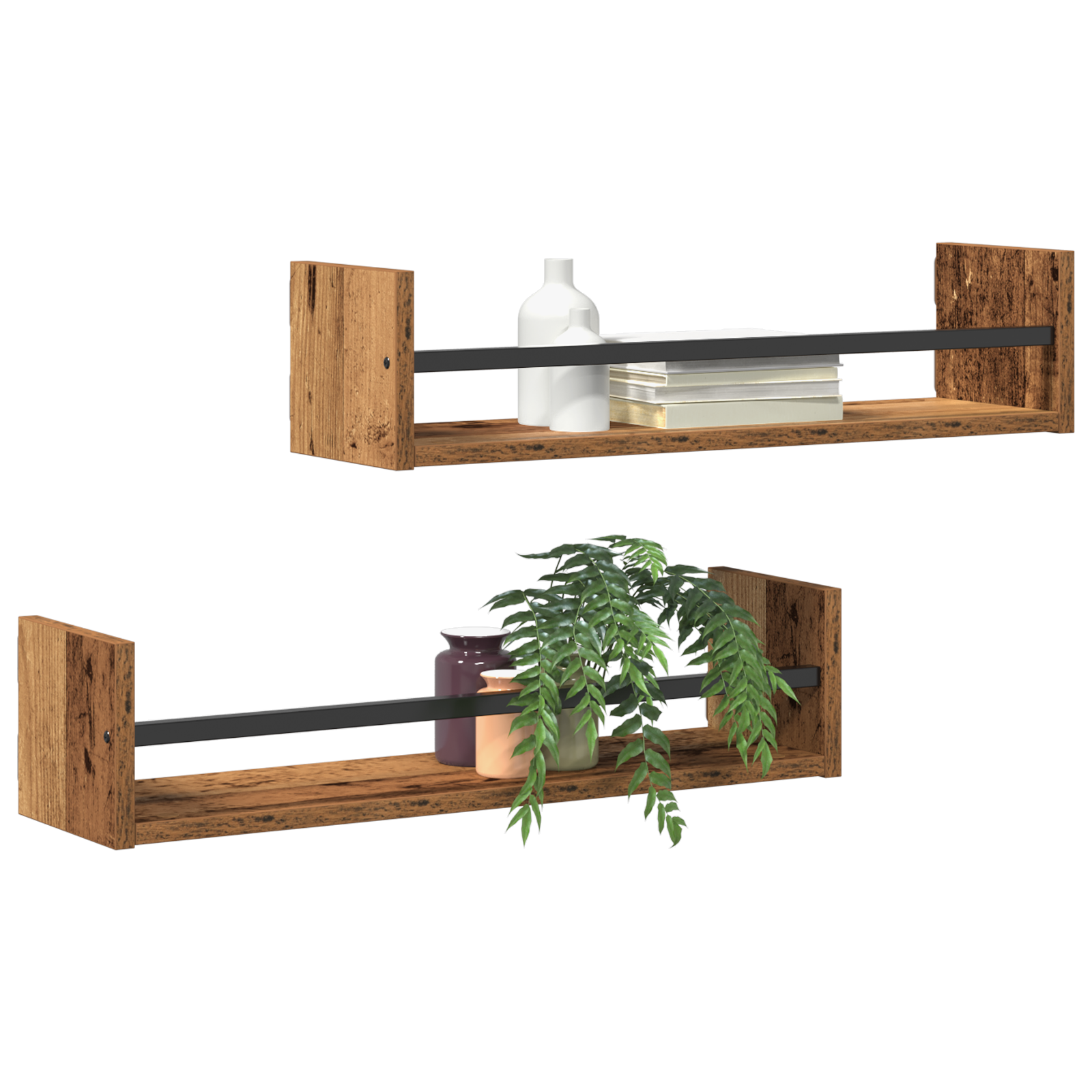 Wall Shelves 2 pcs Old Wood 60x16x14 cm Engineered Wood - Image 3