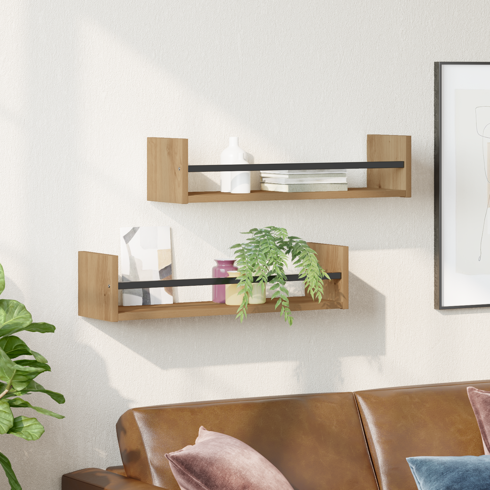 Wall Shelves 2 pcs Artisan Oak 60x16x14 cm Engineered Wood - Image 4