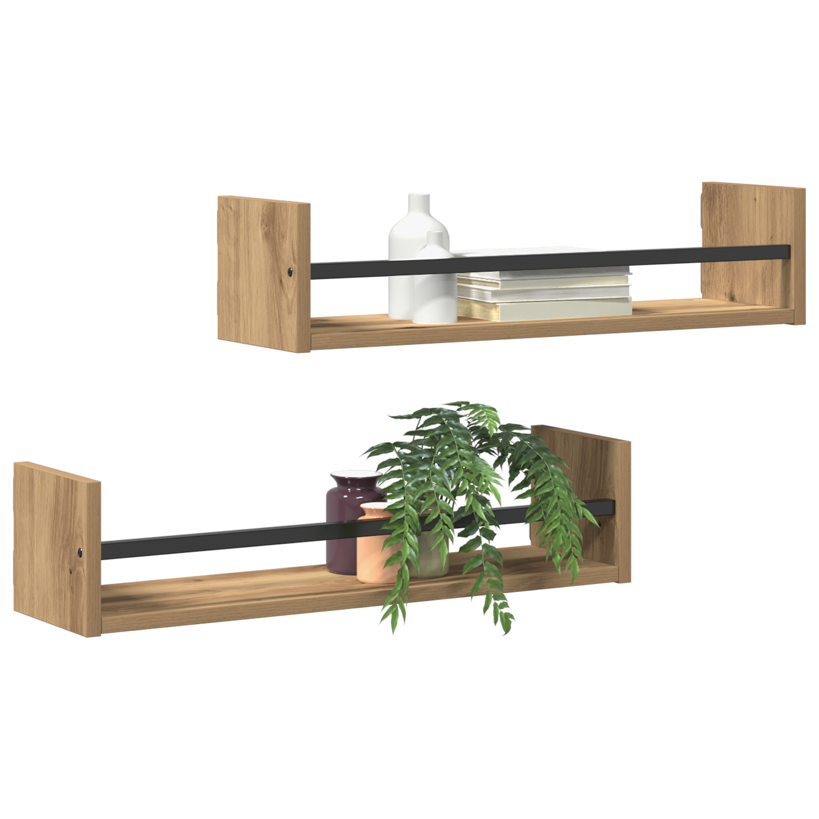 Wall Shelves 2 pcs Artisan Oak 60x16x14 cm Engineered Wood - Image 3