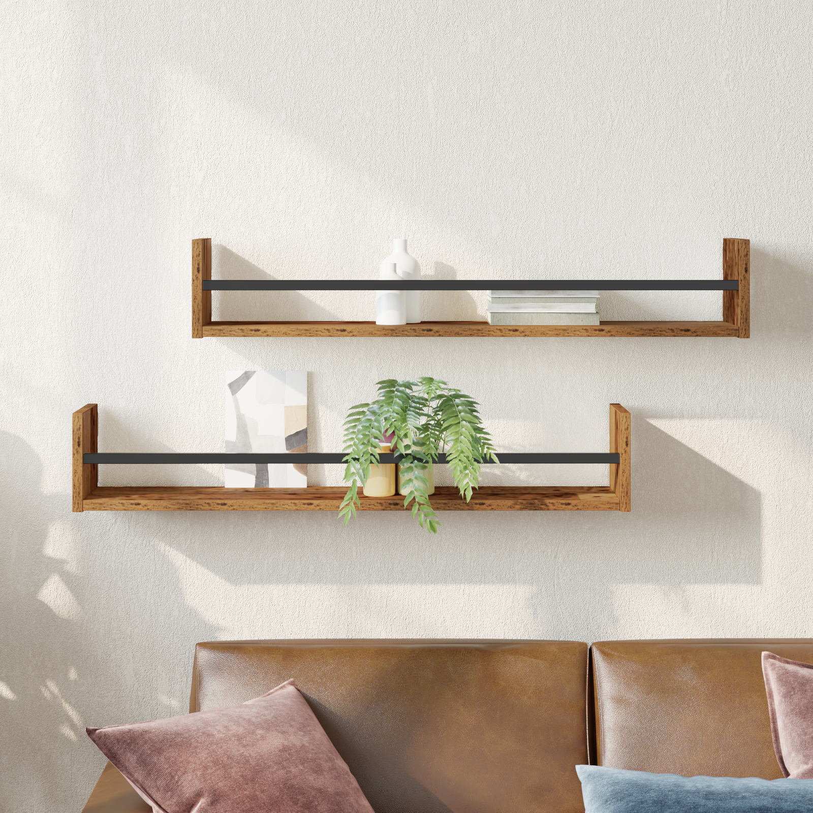 Wall Shelves 2 pcs Old Wood 80x16x14 cm Engineered Wood