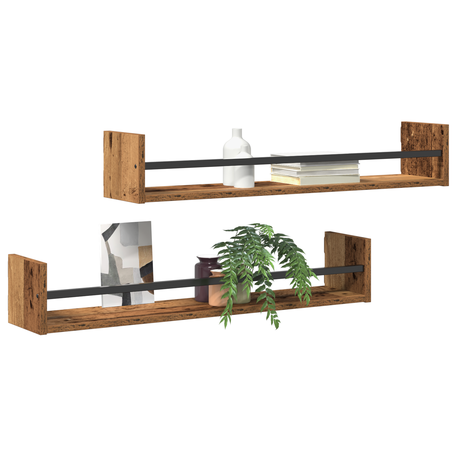 Wall Shelves 2 pcs Old Wood 80x16x14 cm Engineered Wood - Image 3