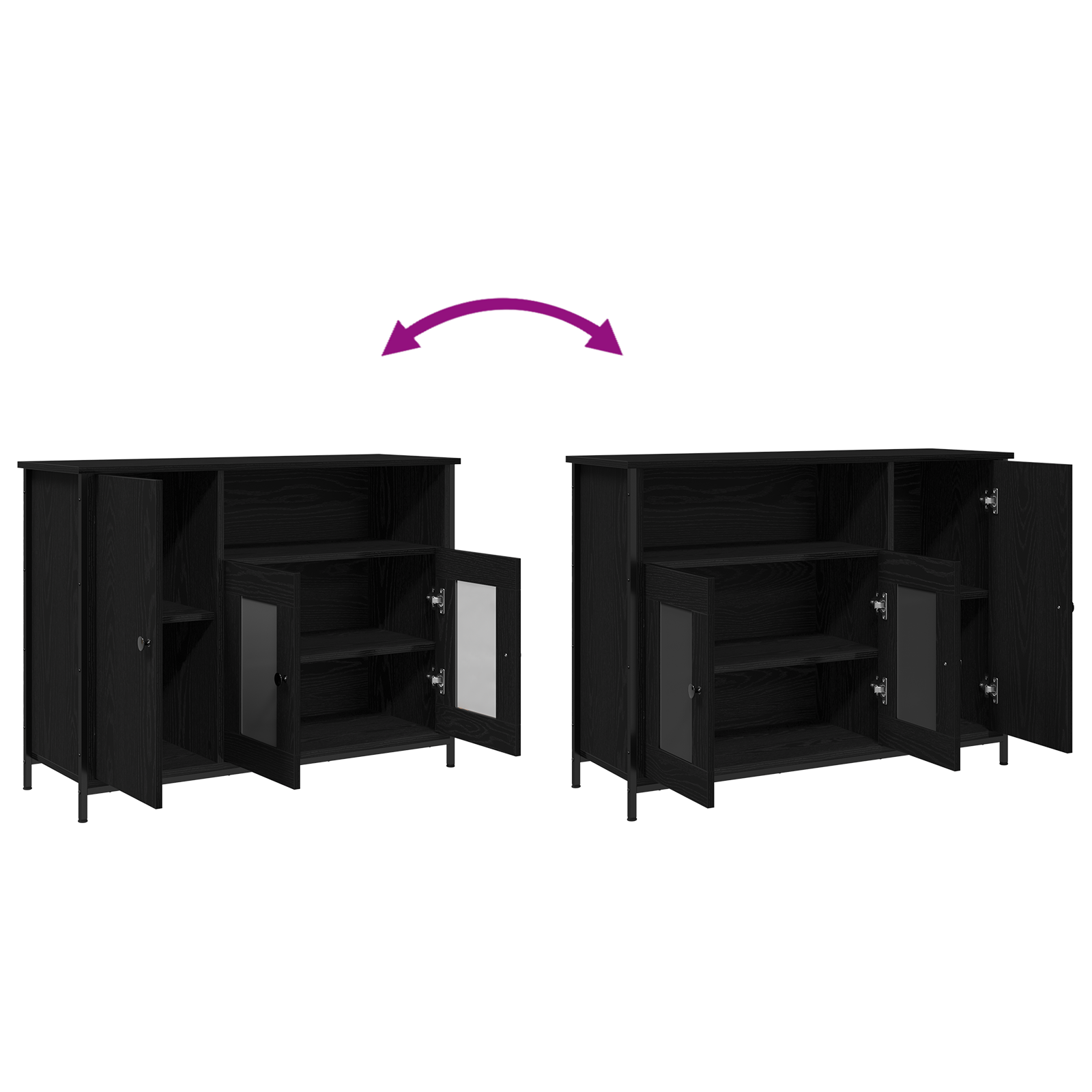 Sideboard Black Oak 100x35x75 cm Engineered Wood - Image 9