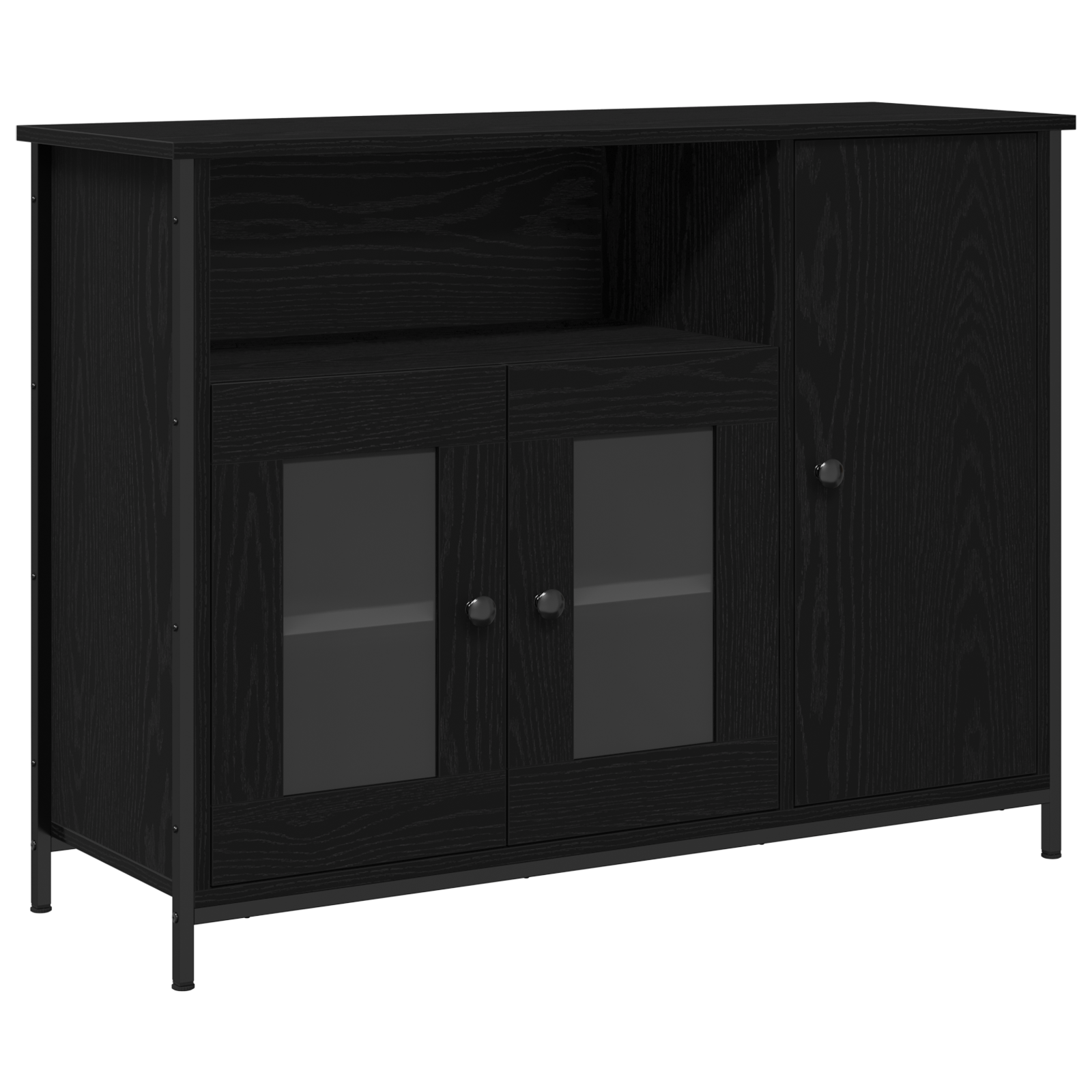 Sideboard Black Oak 100x35x75 cm Engineered Wood - Image 2
