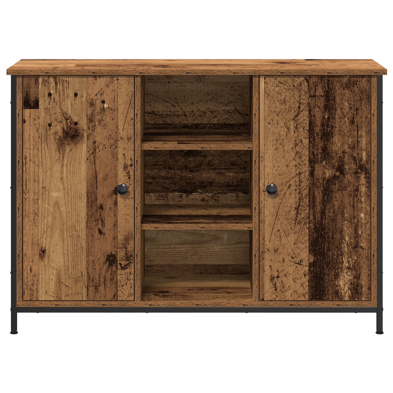 Sideboard Old Wood 100x35x70 cm Engineered Wood and Steel - Image 6