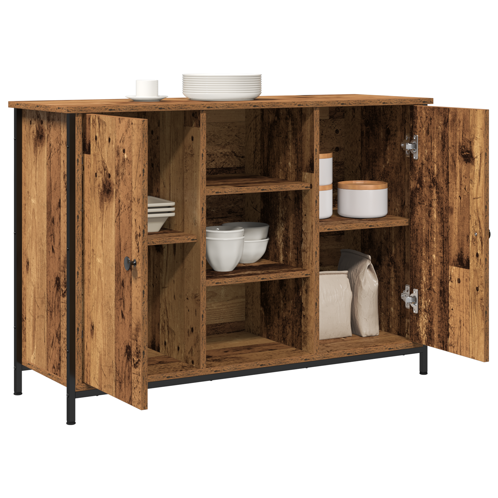 Thumbnail - vidaXL Sideboard Altholz 100x35x70 cm Holzwerkstoff und Stahl