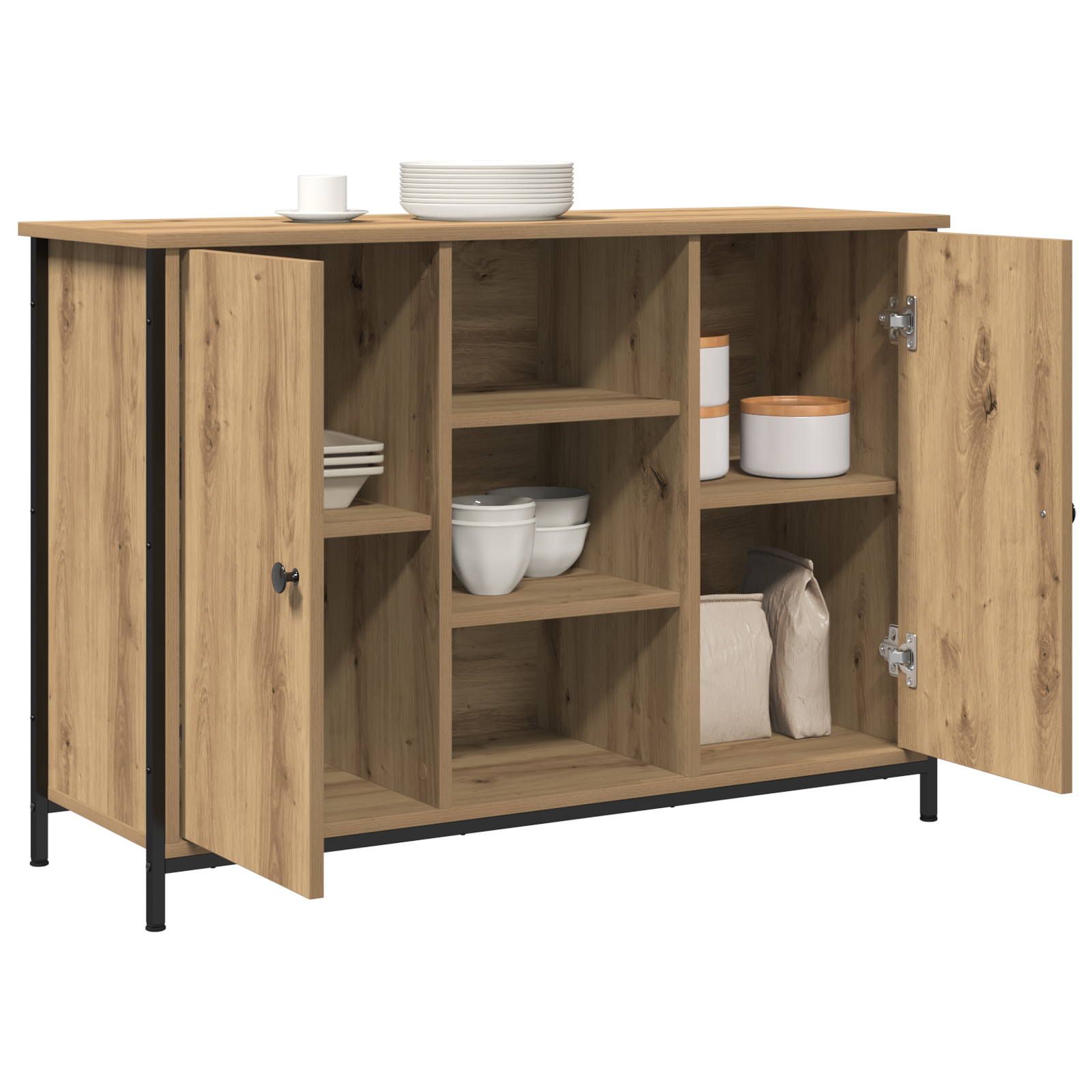 Thumbnail - vidaXL Sideboard Artisan Eiche 100x35x70 cm Holzwerkstoff und Stahl
