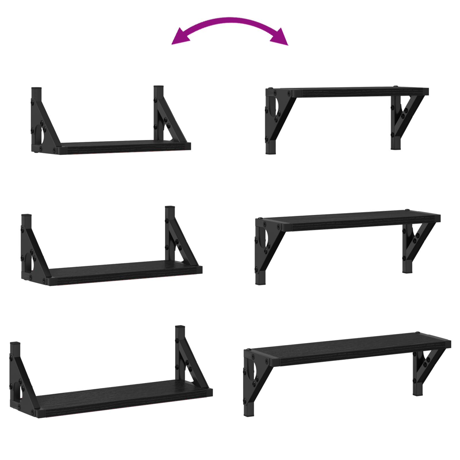 3 Piece Wall Shelf Set Black Oak Engineered Wood - Image 9