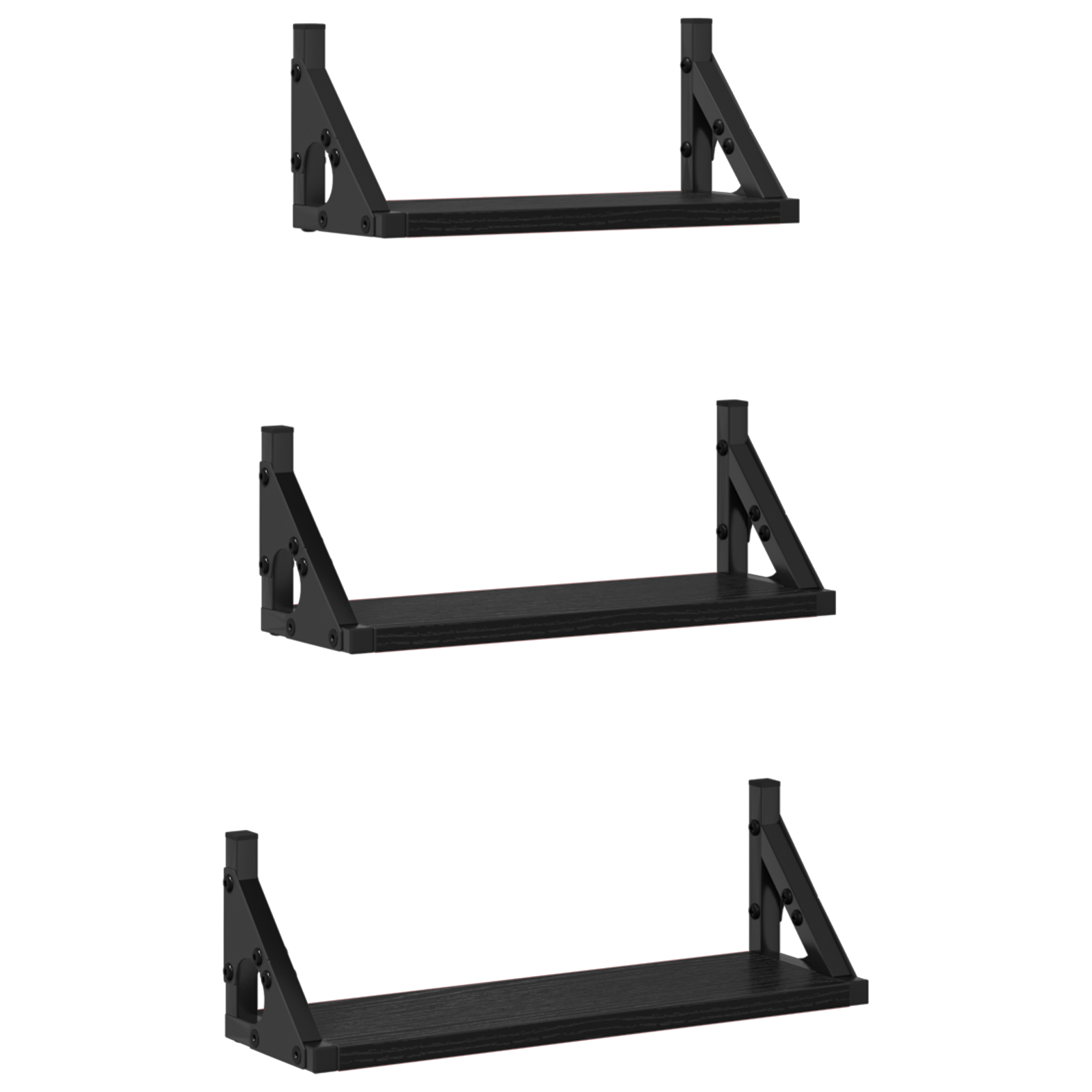 3 Piece Wall Shelf Set Black Oak Engineered Wood - Image 2