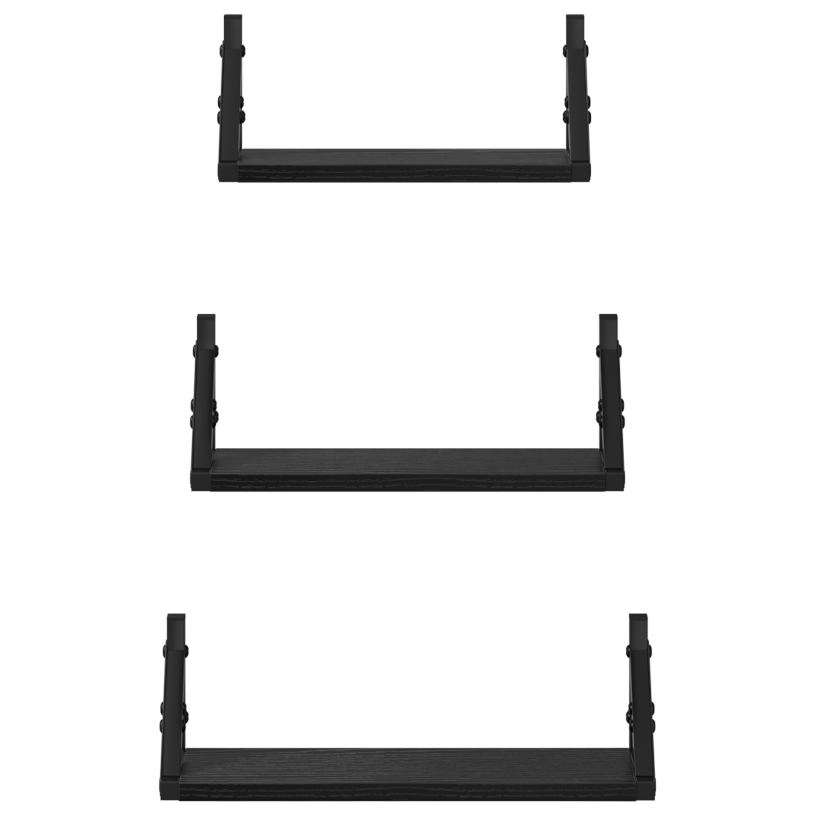 3 Piece Wall Shelf Set Black Oak Engineered Wood - Image 5