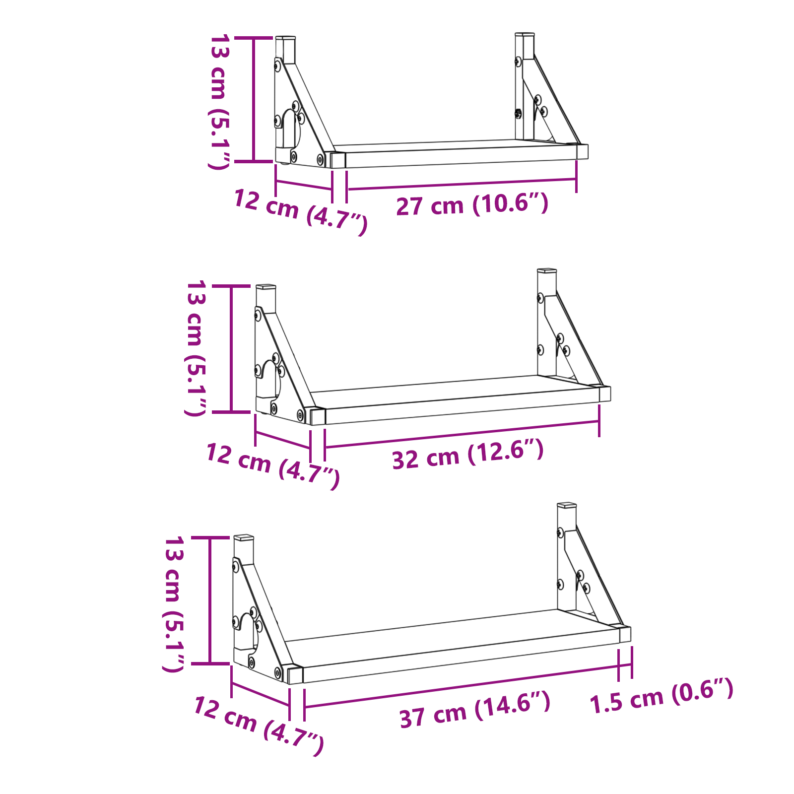 3 Piece Wall Shelf Set Black Oak Engineered Wood - Image 10