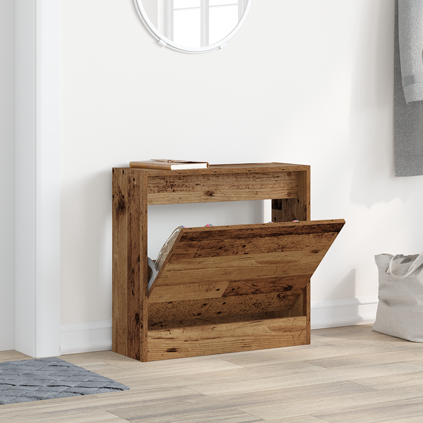 Shoe Cabinet Old Wood 60x21x57 cm Engineered Wood - Image 4