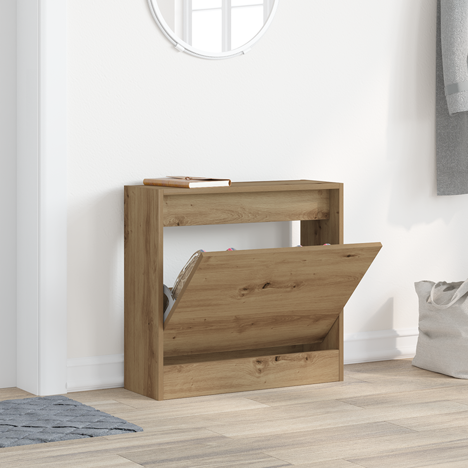 Shoe Cabinet Artisan Oak 60x21x57 cm Engineered Wood - Image 4