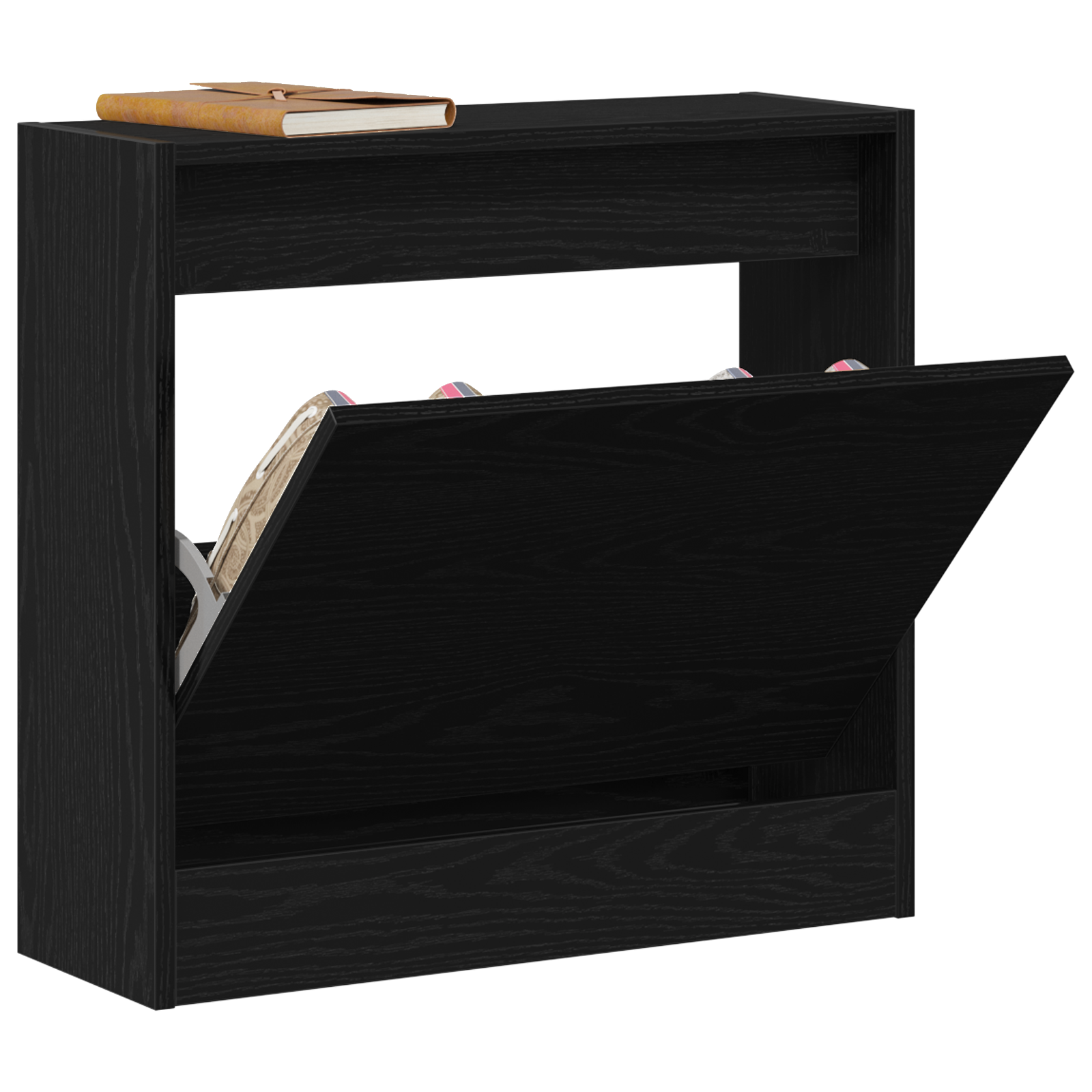 Shoe Cabinet Black Oak 60x21x57 cm Engineered Wood - Image 3