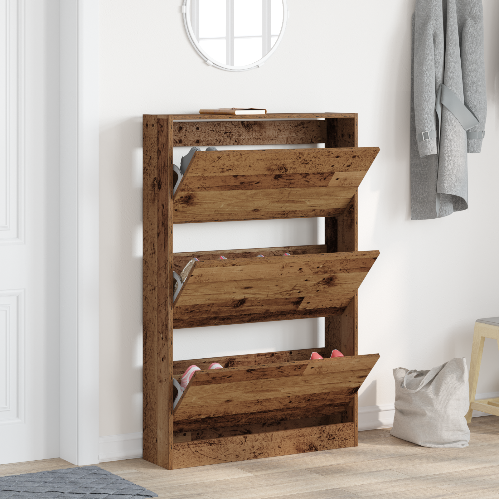 Schoenenkast Oude Hout 80x21x125,5 cm Engineered Wood