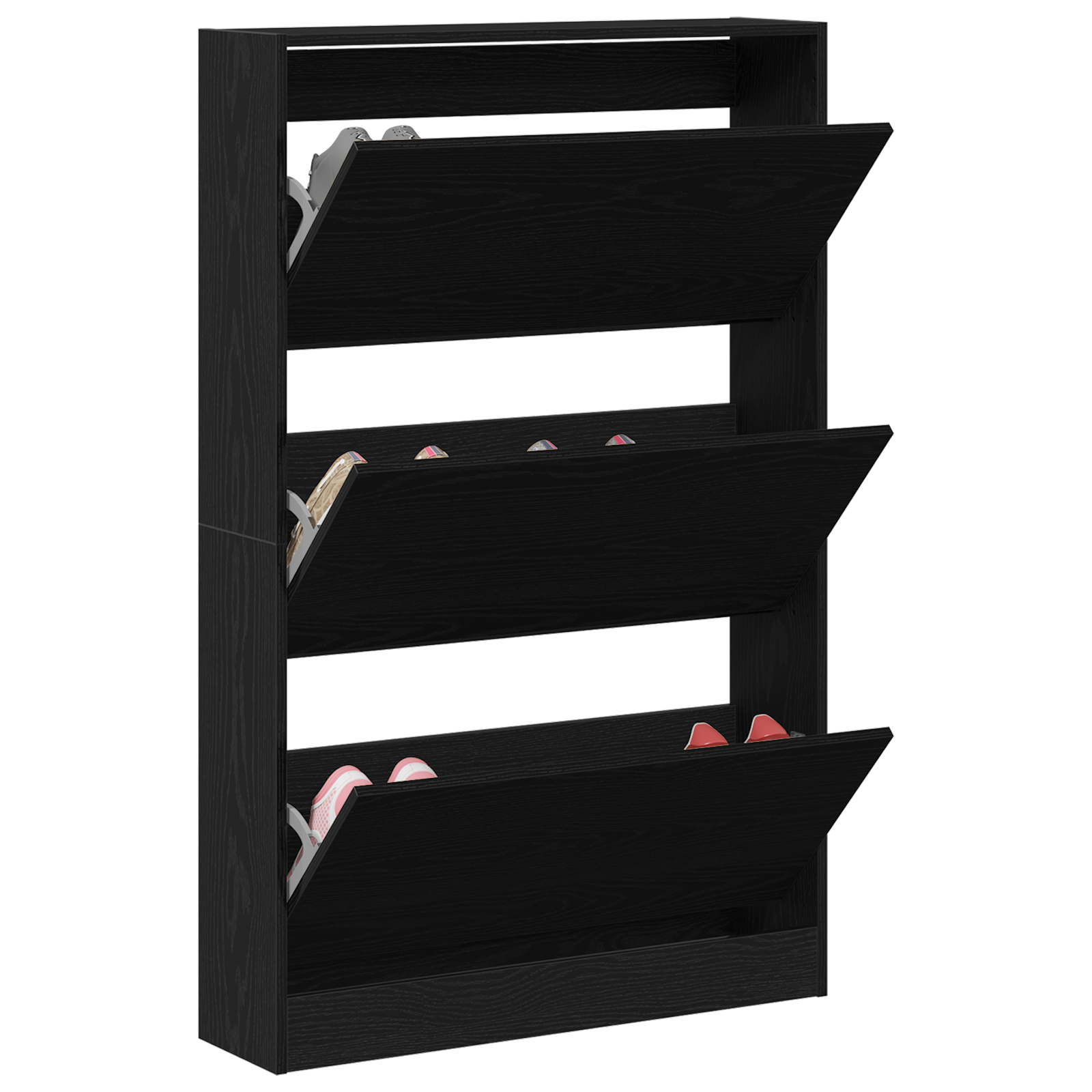 Shoe Cabinet Black Oak 80x21x125,5 cm Engineered Wood - Image 3