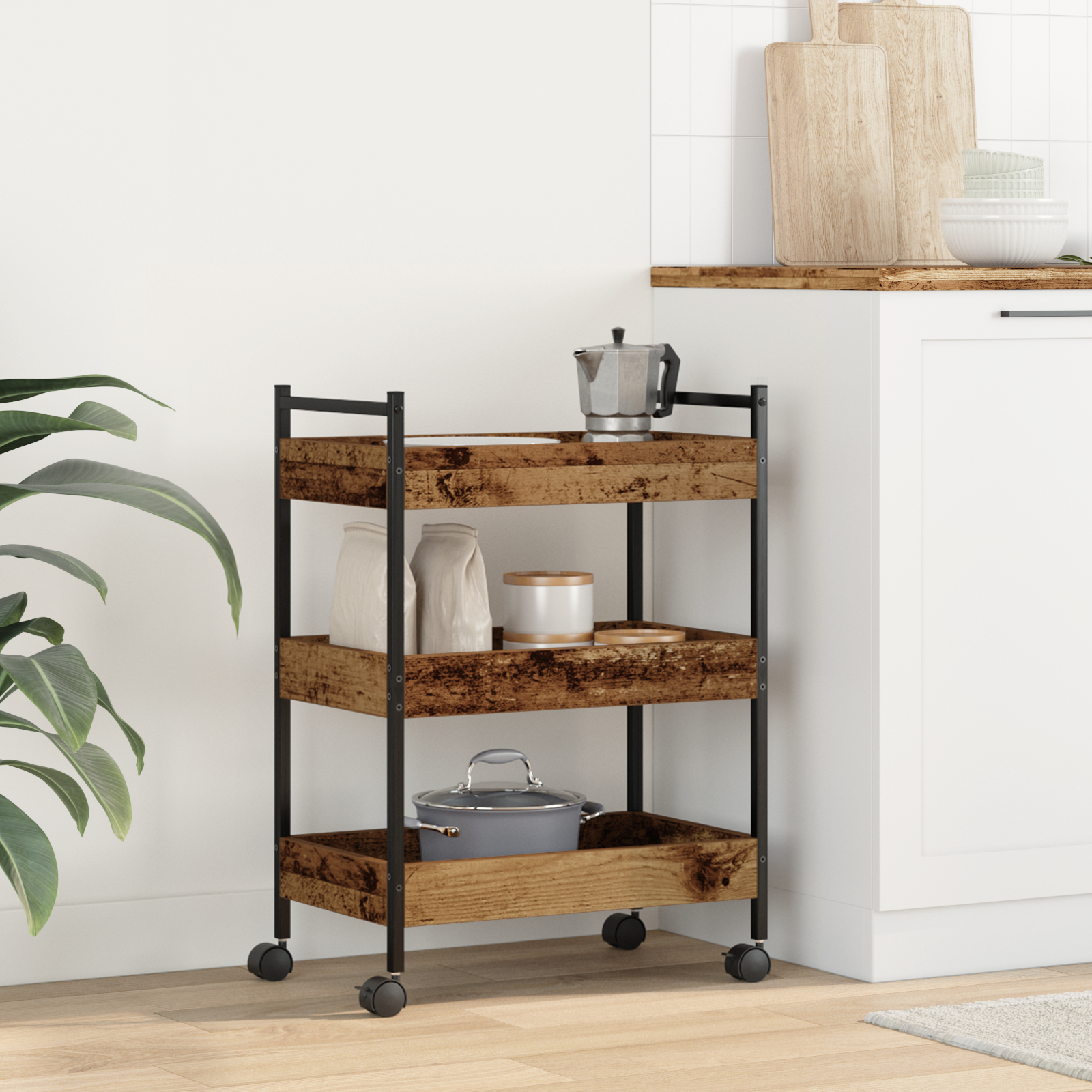 Kitchen Trolley Old Wood 50x30x70 cm Engineered Wood - Image 4