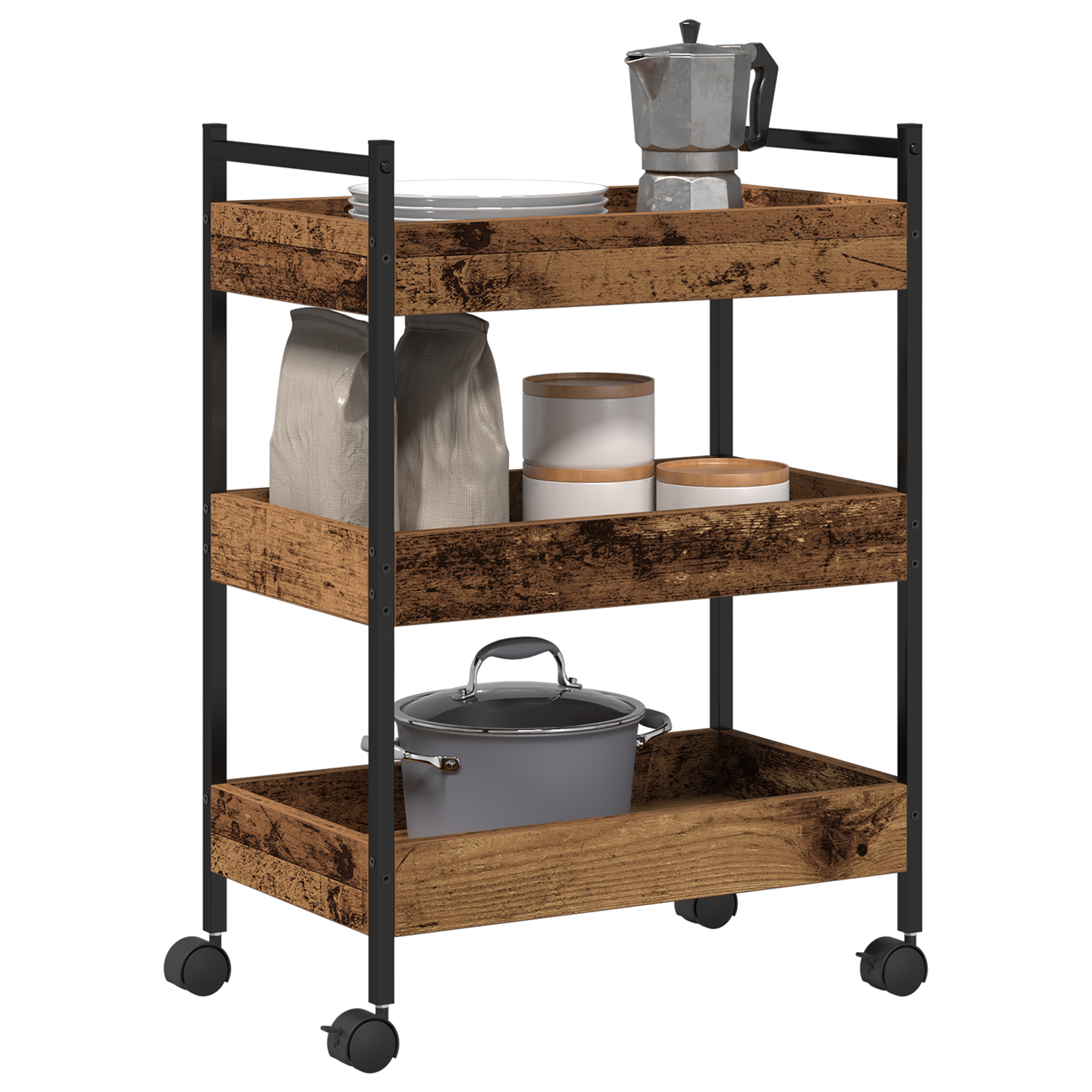Kitchen Trolley Old Wood 50x30x70 cm Engineered Wood - Image 3