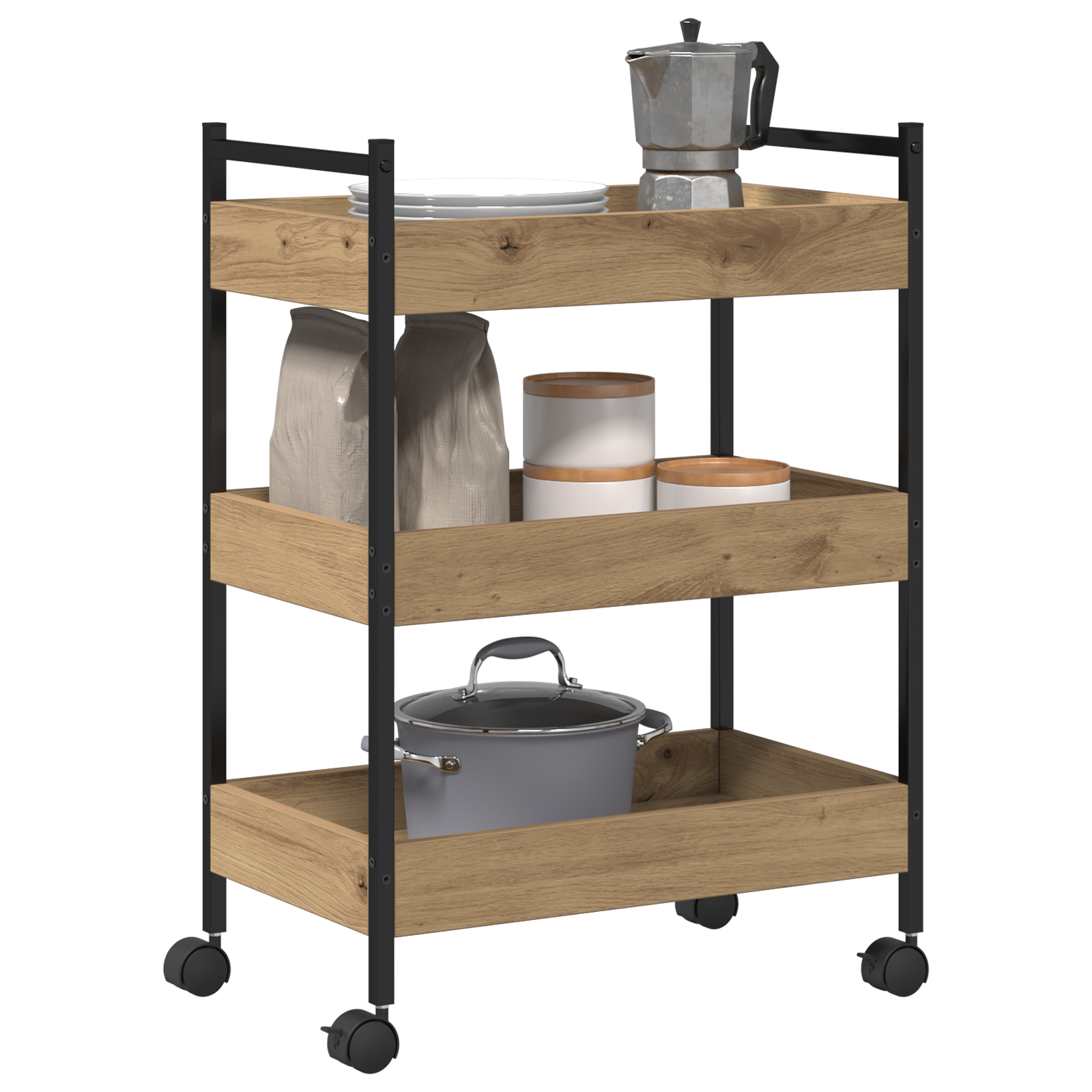 Kitchen Trolley Artisan Oak 50x30x70 cm Engineered Wood - Image 3