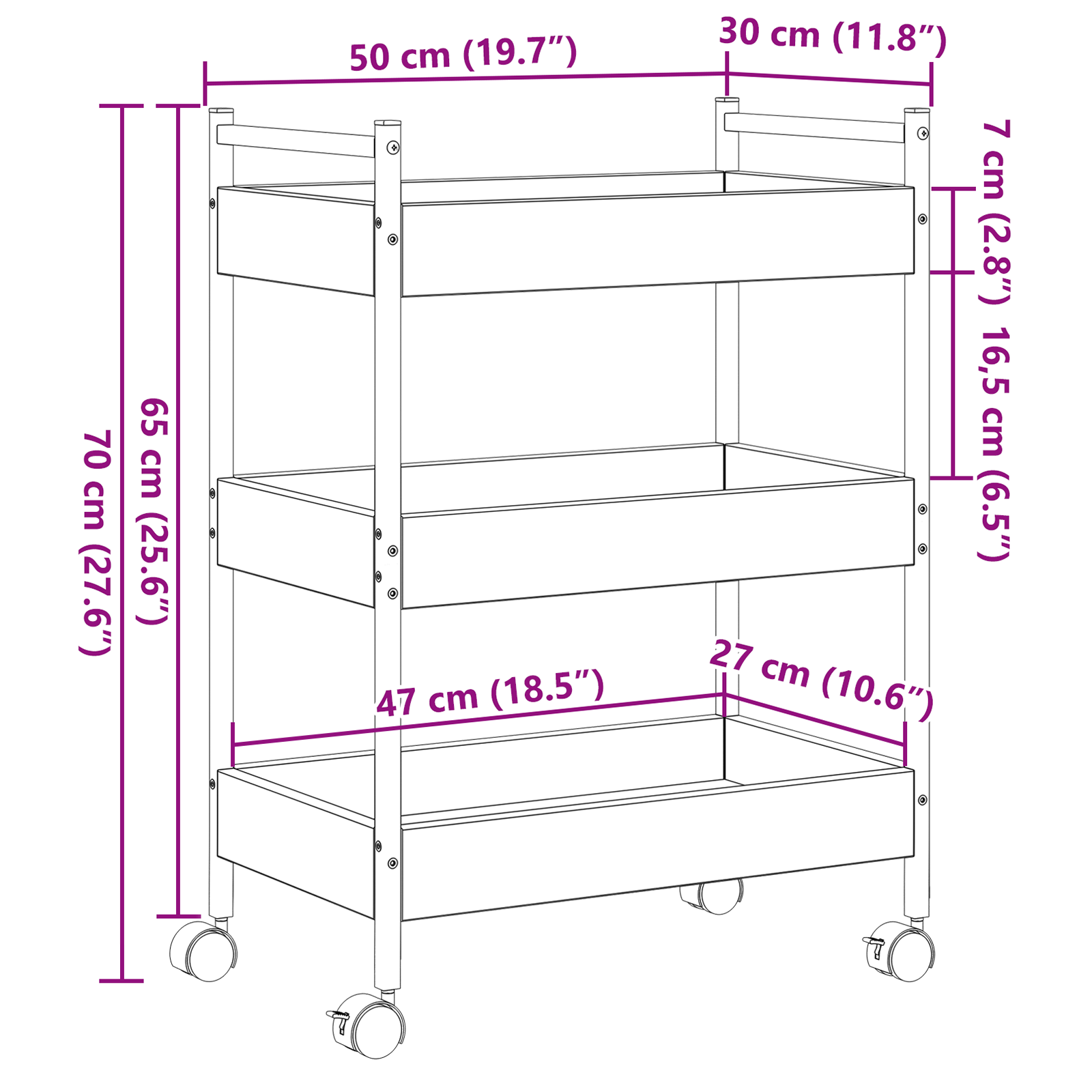 Kitchen Trolley Black Oak 50x30x70 cm Engineered Wood - Image 11