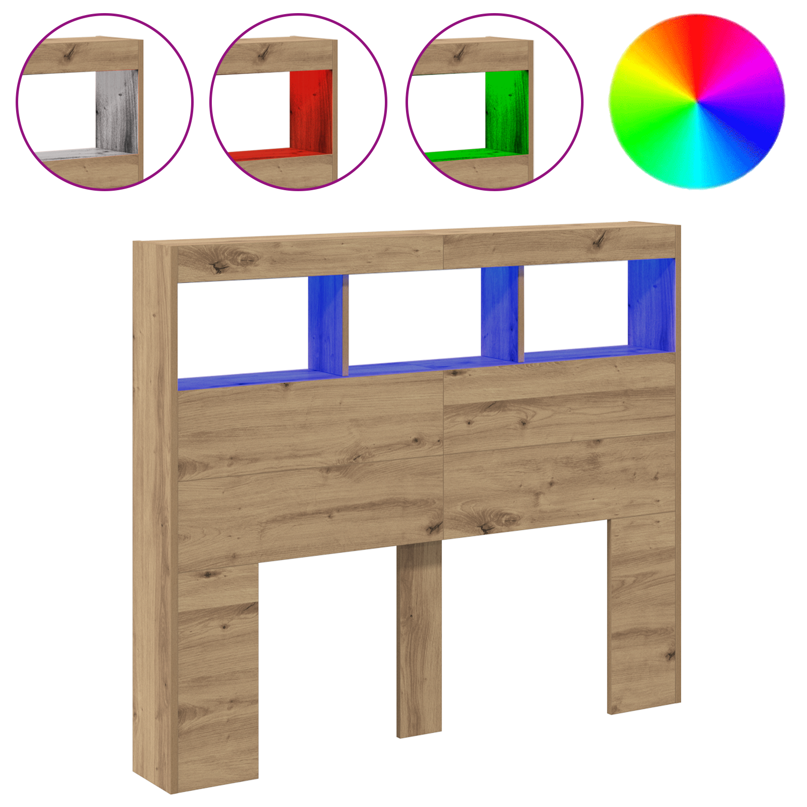 Artisan Oak Headboard Artisan oak Engineered wood 120 x 17 x 102 cm - Image 4