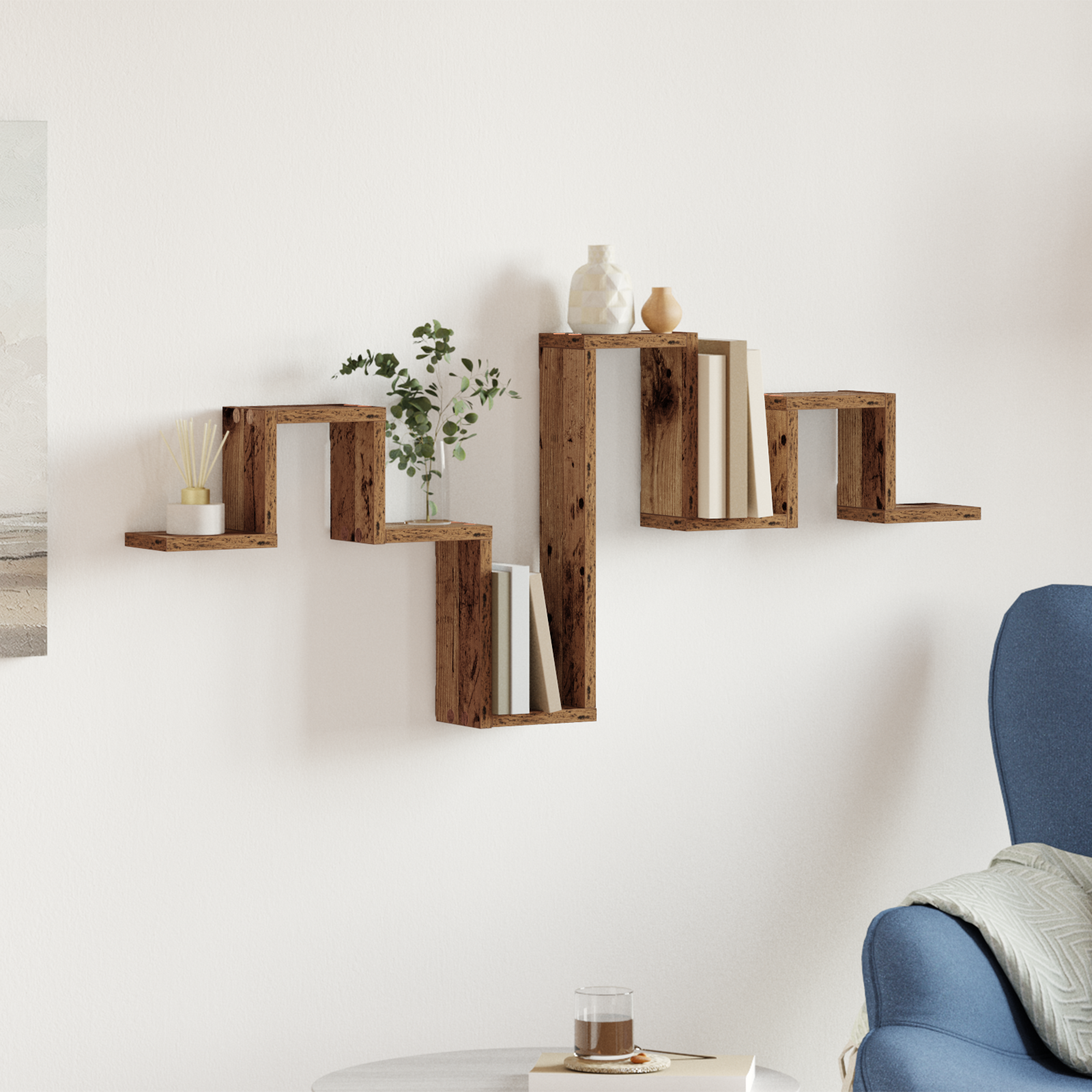 Wall Shelf Old Wood 104,5x10x43 cm Engineered Wood - Image 4