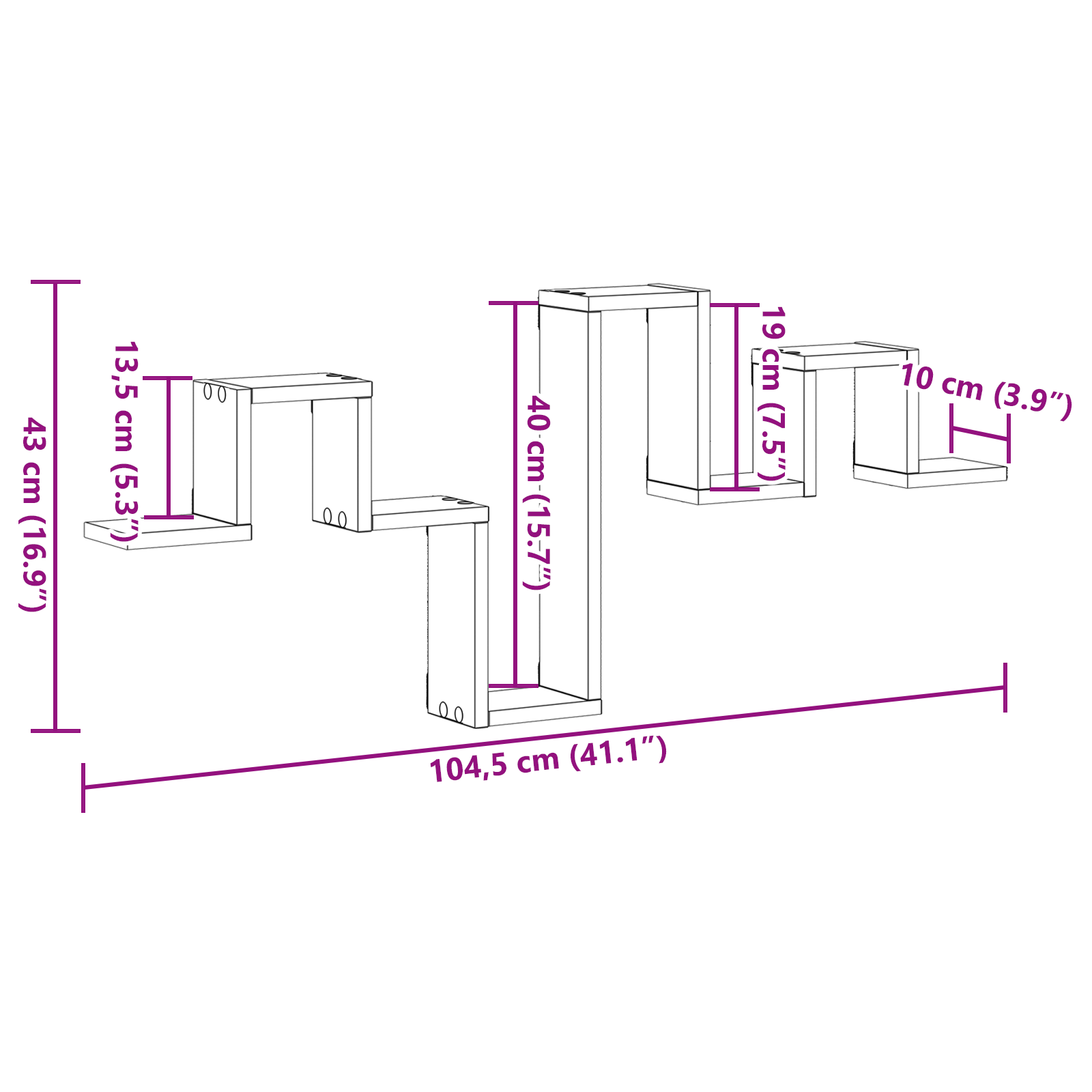 Wall Shelf Old Wood 104,5x10x43 cm Engineered Wood - Image 9