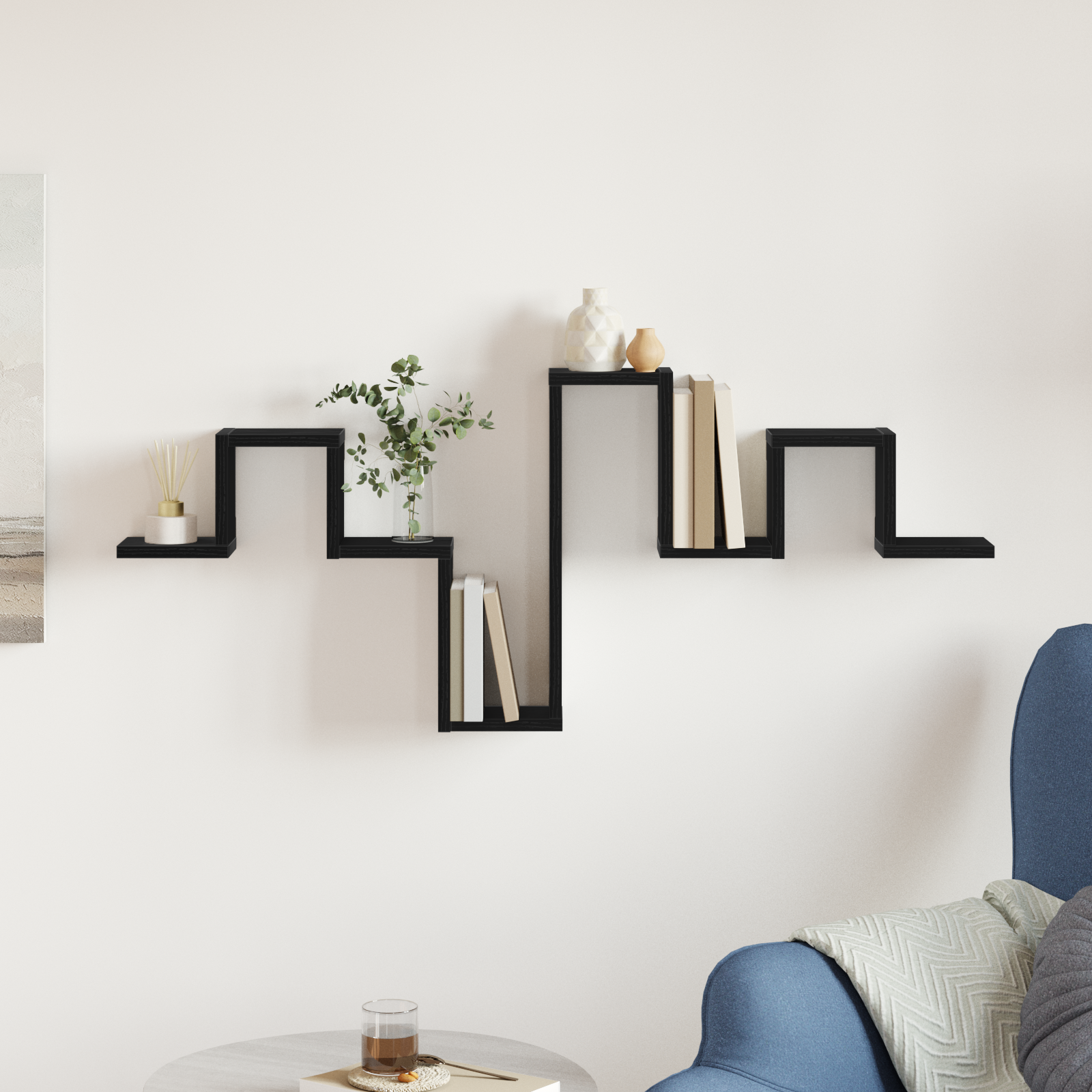 Wall Shelf Black Oak 104,5x10x43 cm Engineered Wood - Image 4