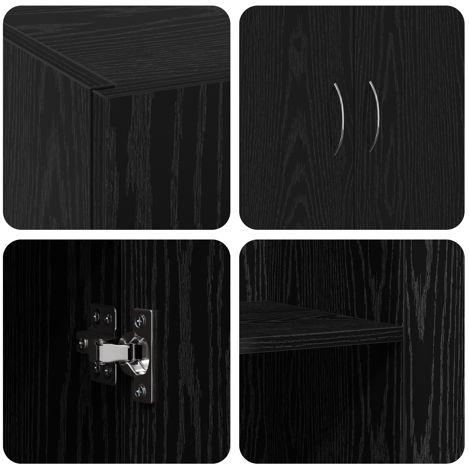 Office Cabinet Black Oak 60x32x77.5 cm Engineered Wood - Image 9