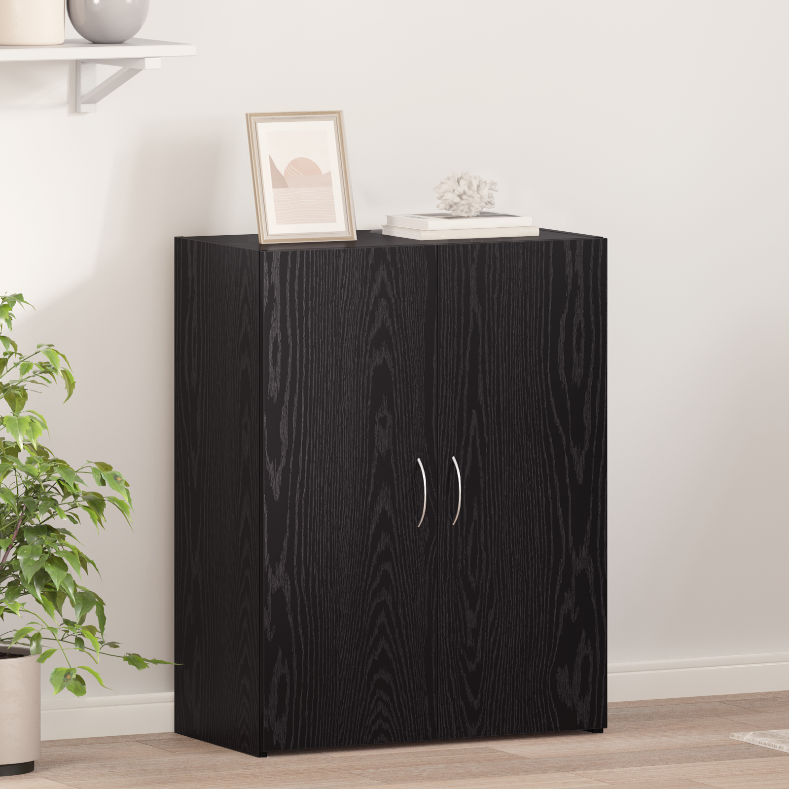 Office Cabinet Black Oak 60x32x77.5 cm Engineered Wood