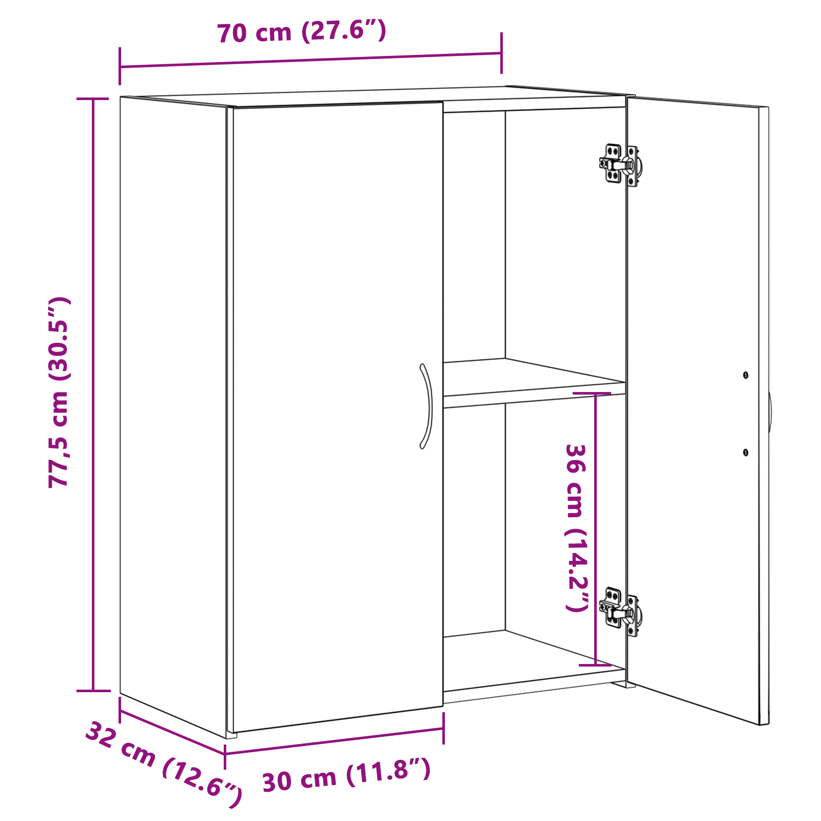 Office Cabinet Black Oak 60x32x77.5 cm Engineered Wood - Image 10