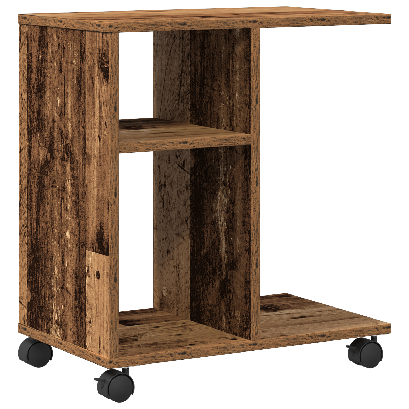 Side Table with Wheels - Old Wood, 50x30x55 cm, Engineered Wood - Image 2