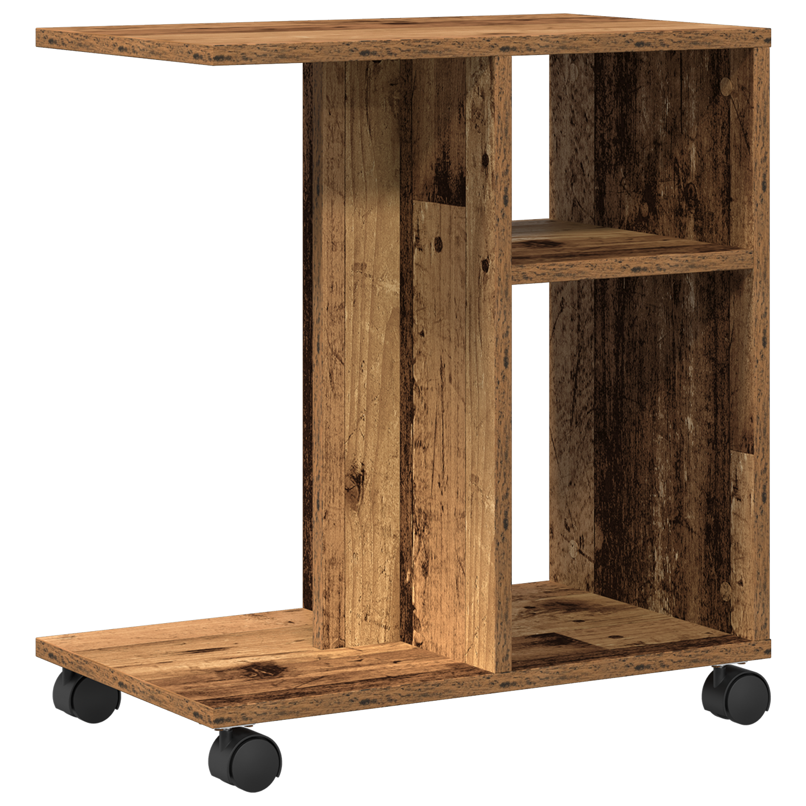 Side Table with Wheels - Old Wood, 50x30x55 cm, Engineered Wood - Image 5