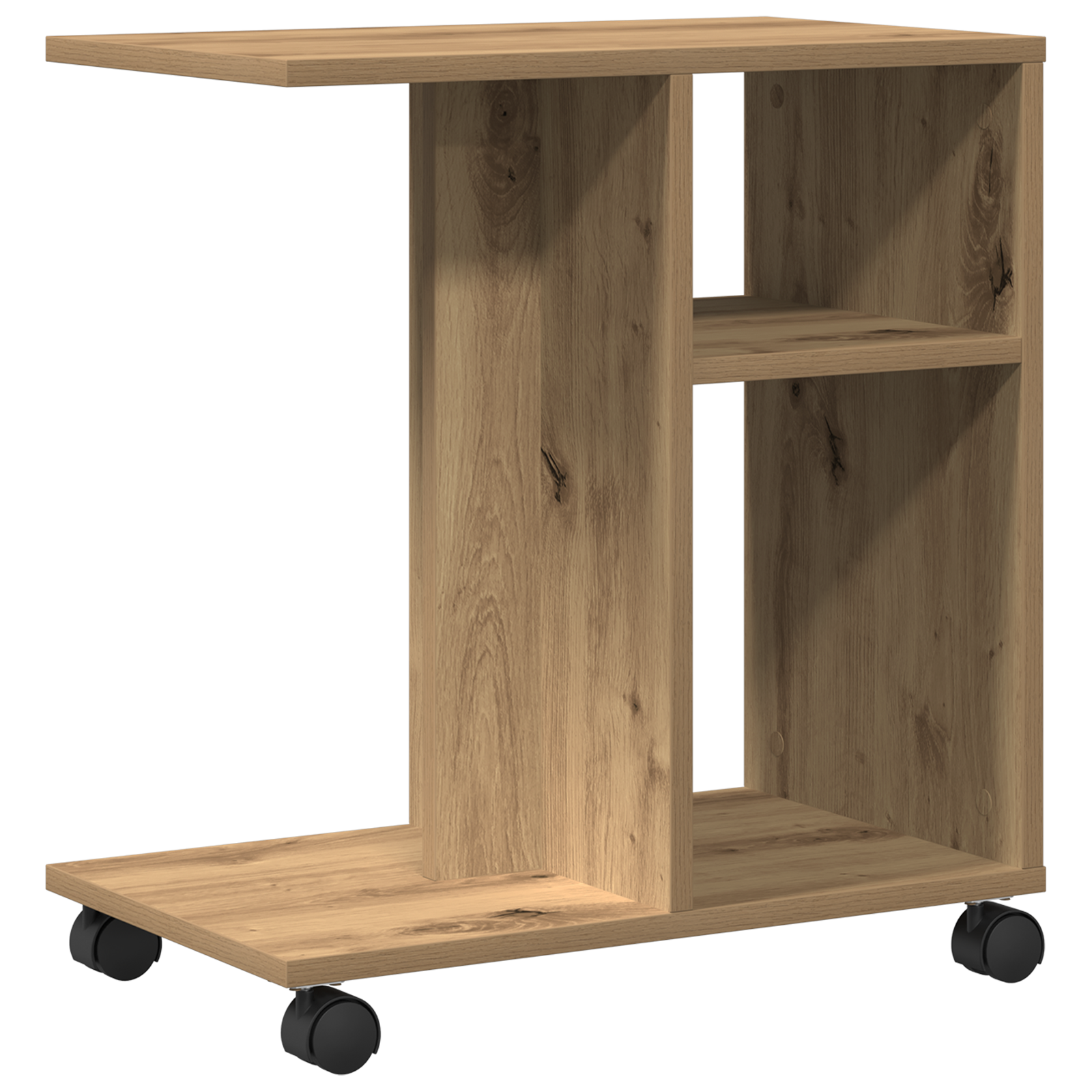 Side Table on Wheels - Artisan Oak, 50x30x55 cm, Made of Engineered Wood - Image 5