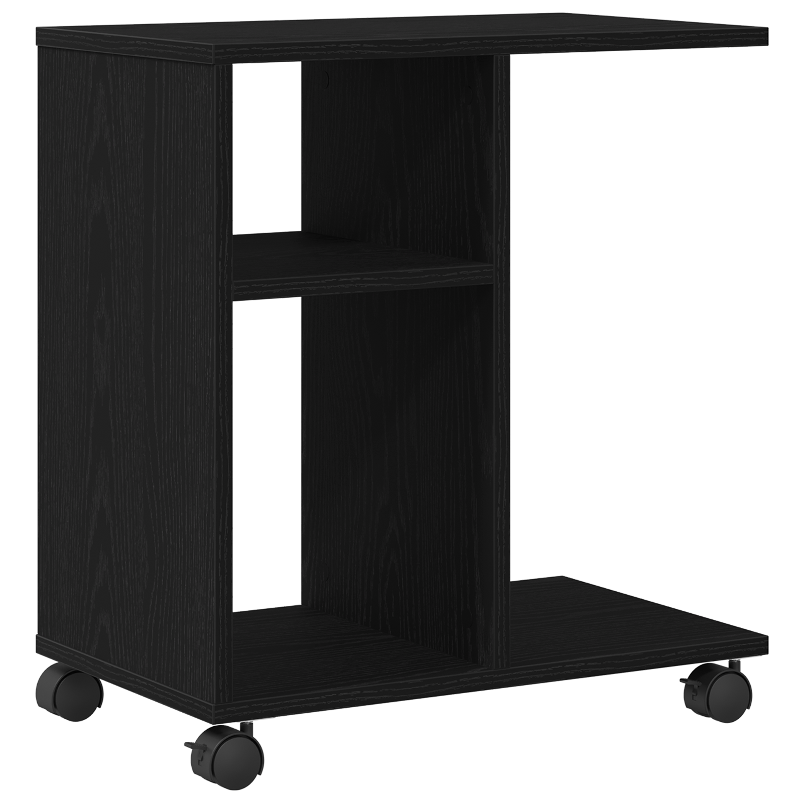 Rolling Side Table Black Oak 50x30x55 cm Made of Engineered Wood - Image 2