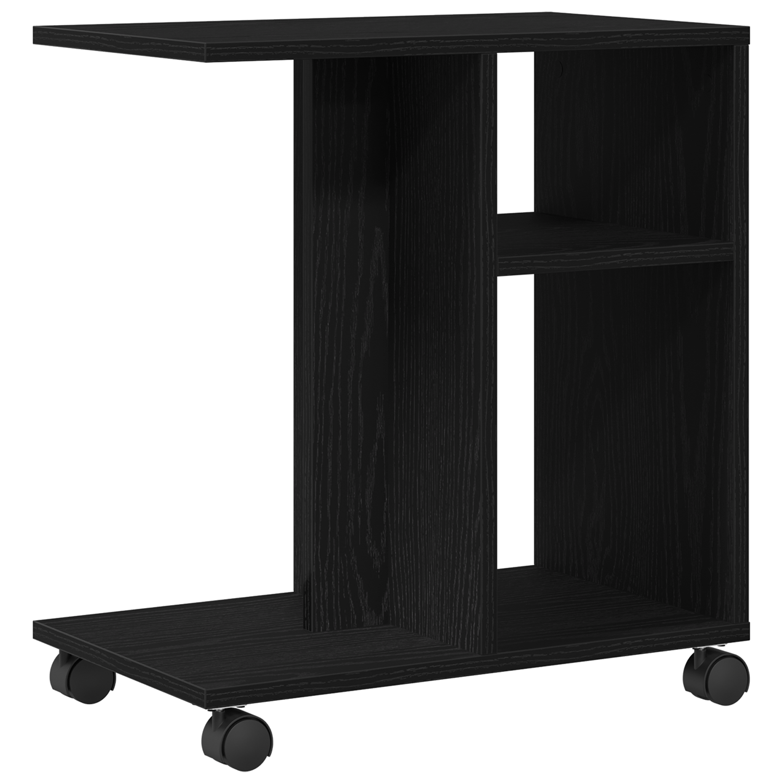 Rolling Side Table Black Oak 50x30x55 cm Made of Engineered Wood - Image 5