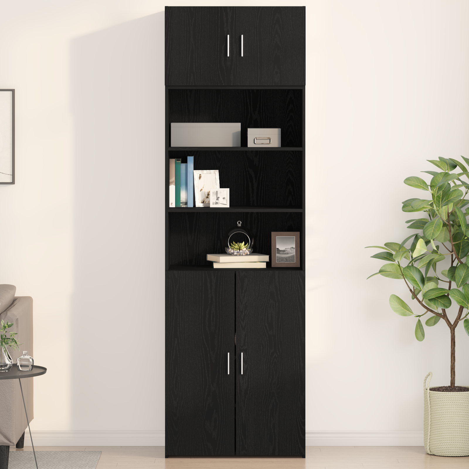 Wall Cabinet Black Oak 70x42,5x40 cm Engineered Wood - Image 4