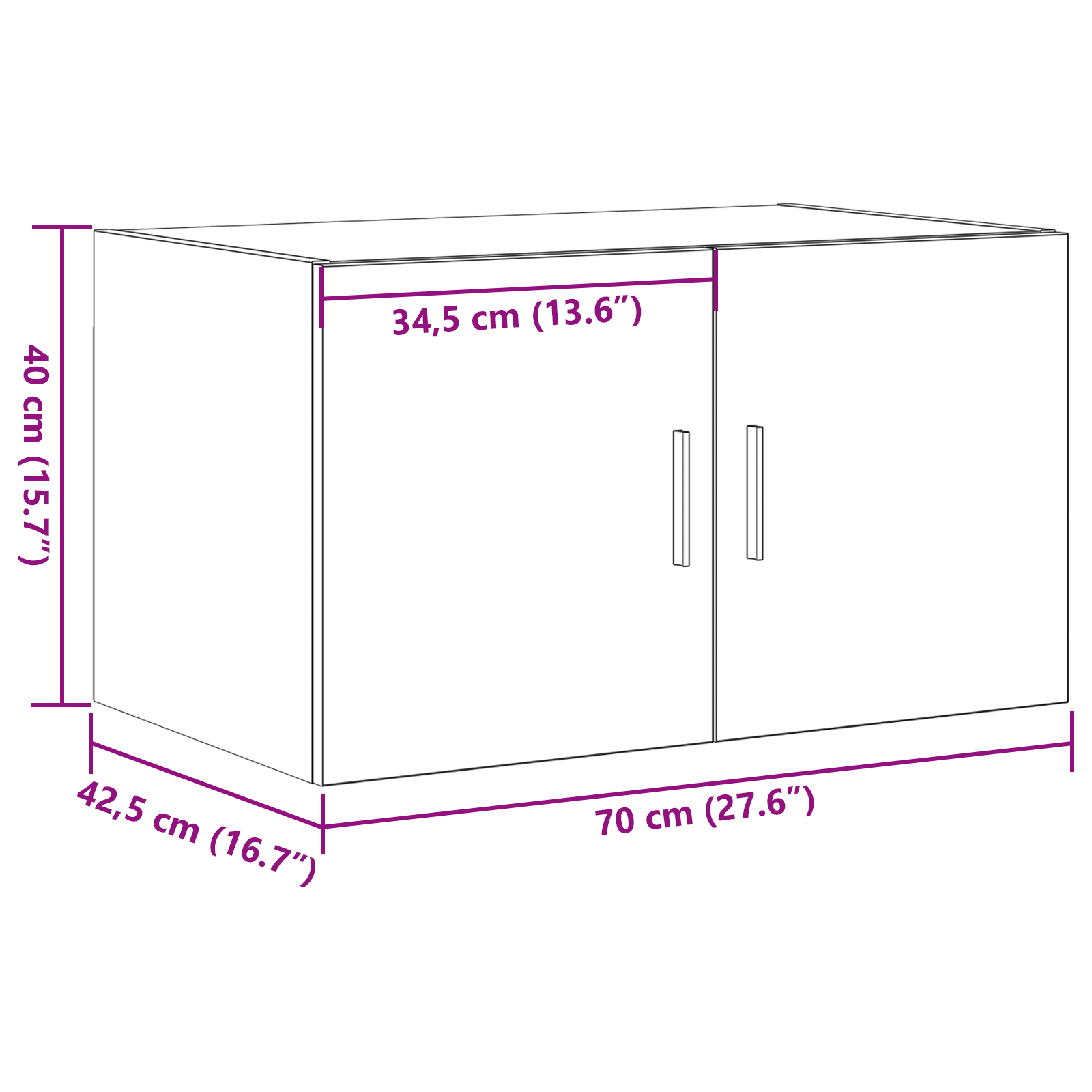 Wall Cabinet Black Oak 70x42,5x40 cm Engineered Wood - Image 11