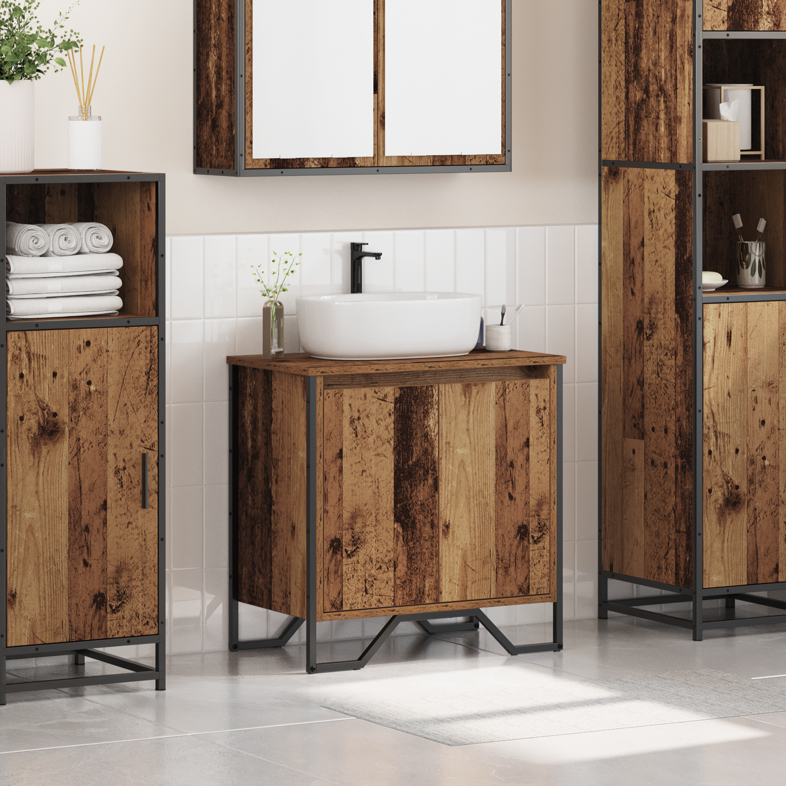 Bathroom Sink Cabinet Old Wood 60x35x60 cm Engineered Wood - Image 4