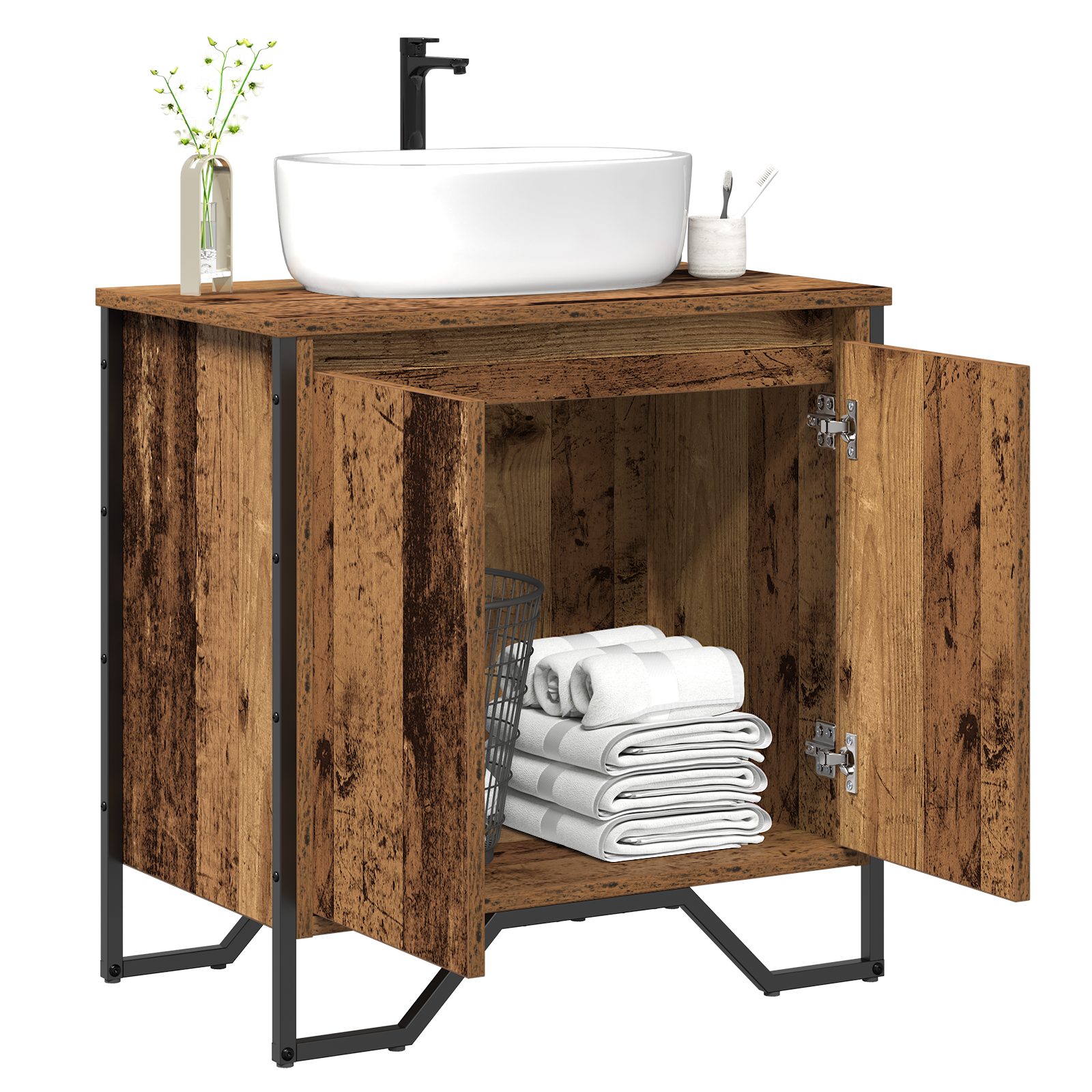 Bathroom Sink Cabinet Old Wood 60x35x60 cm Engineered Wood - Image 3