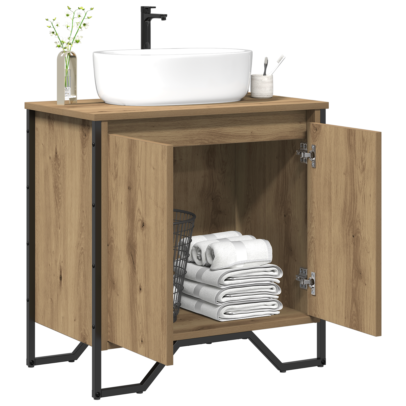 Bathroom Sink Cabinet Artisan Oak 60x35x50 cm Engineered Wood - Image 3