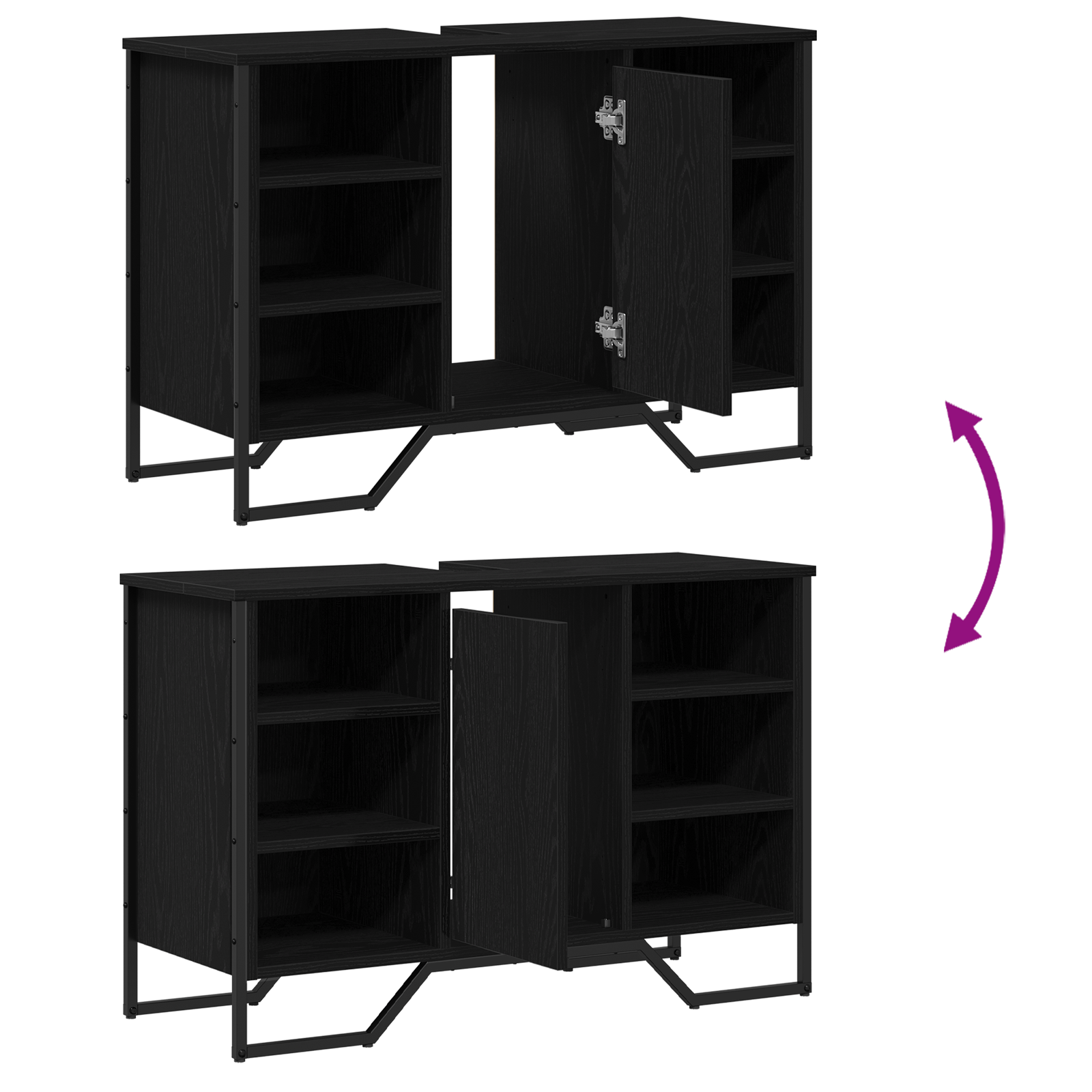 Bathroom Sink Cabinet Black Oak 91x35x60 cm Engineered Wood - Image 10