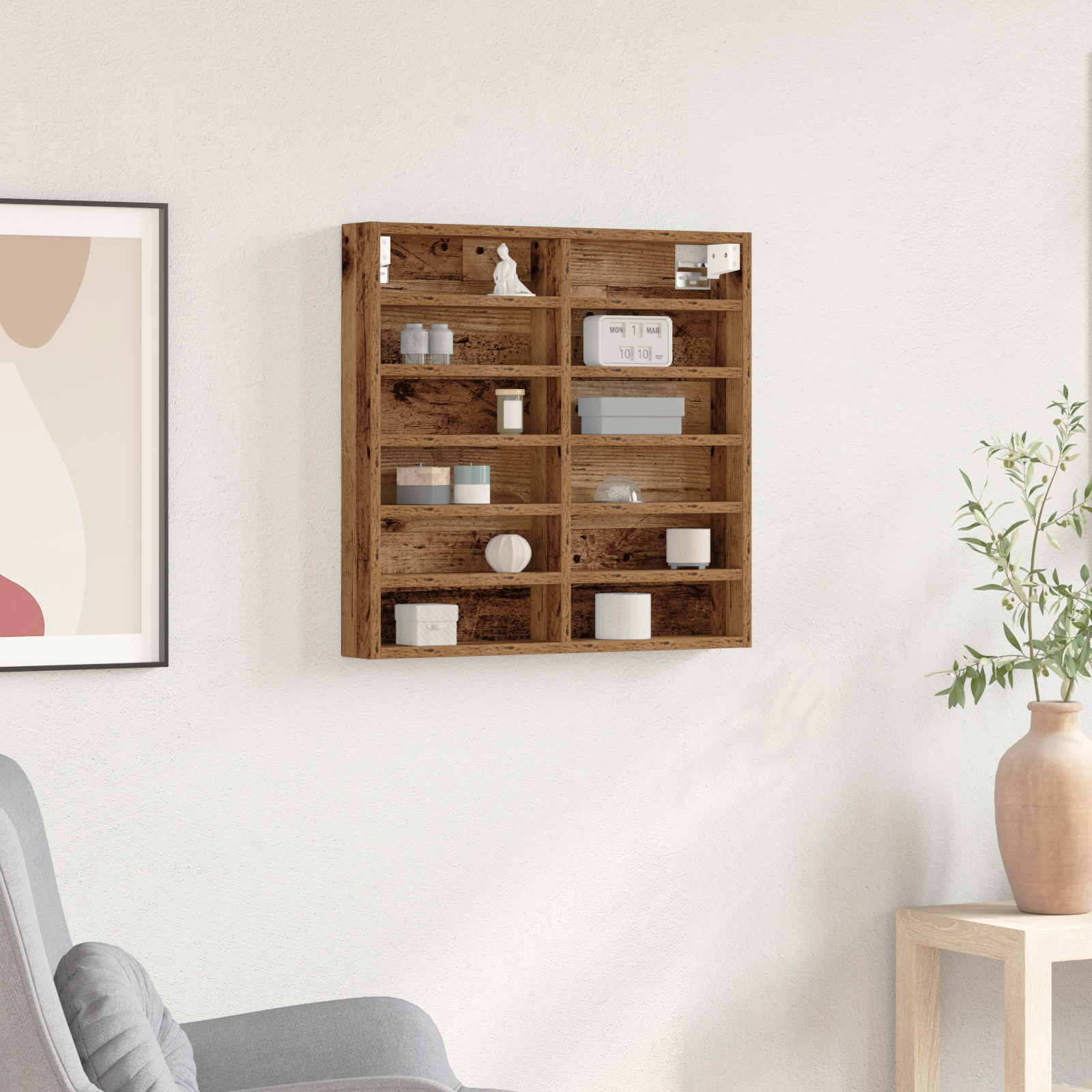 Vitrine Cabinet Old Wood 60x8,5x58 cm Engineered Wood