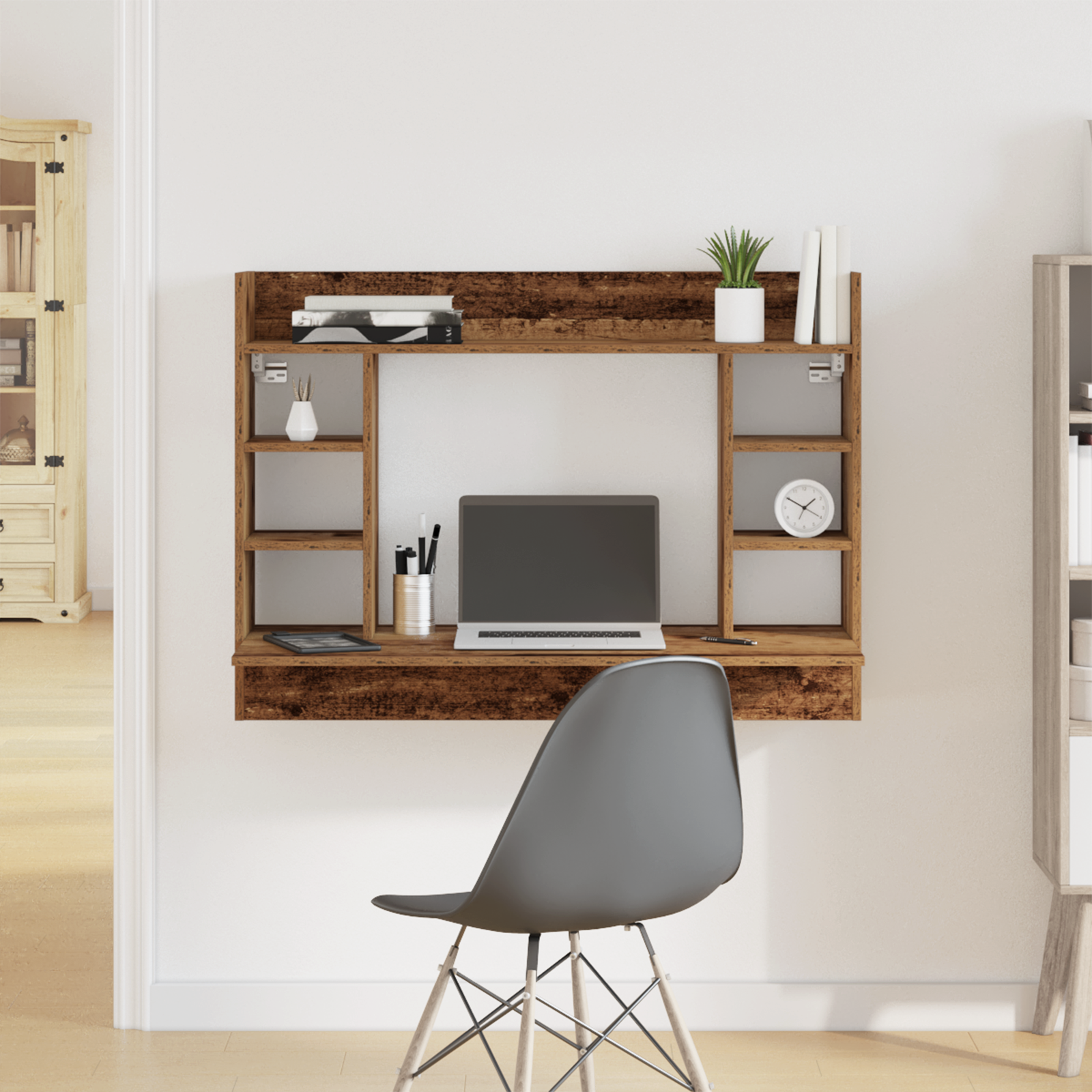 Wall-Mounted Desk Old Wood 105x48x75 cm Engineered Wood