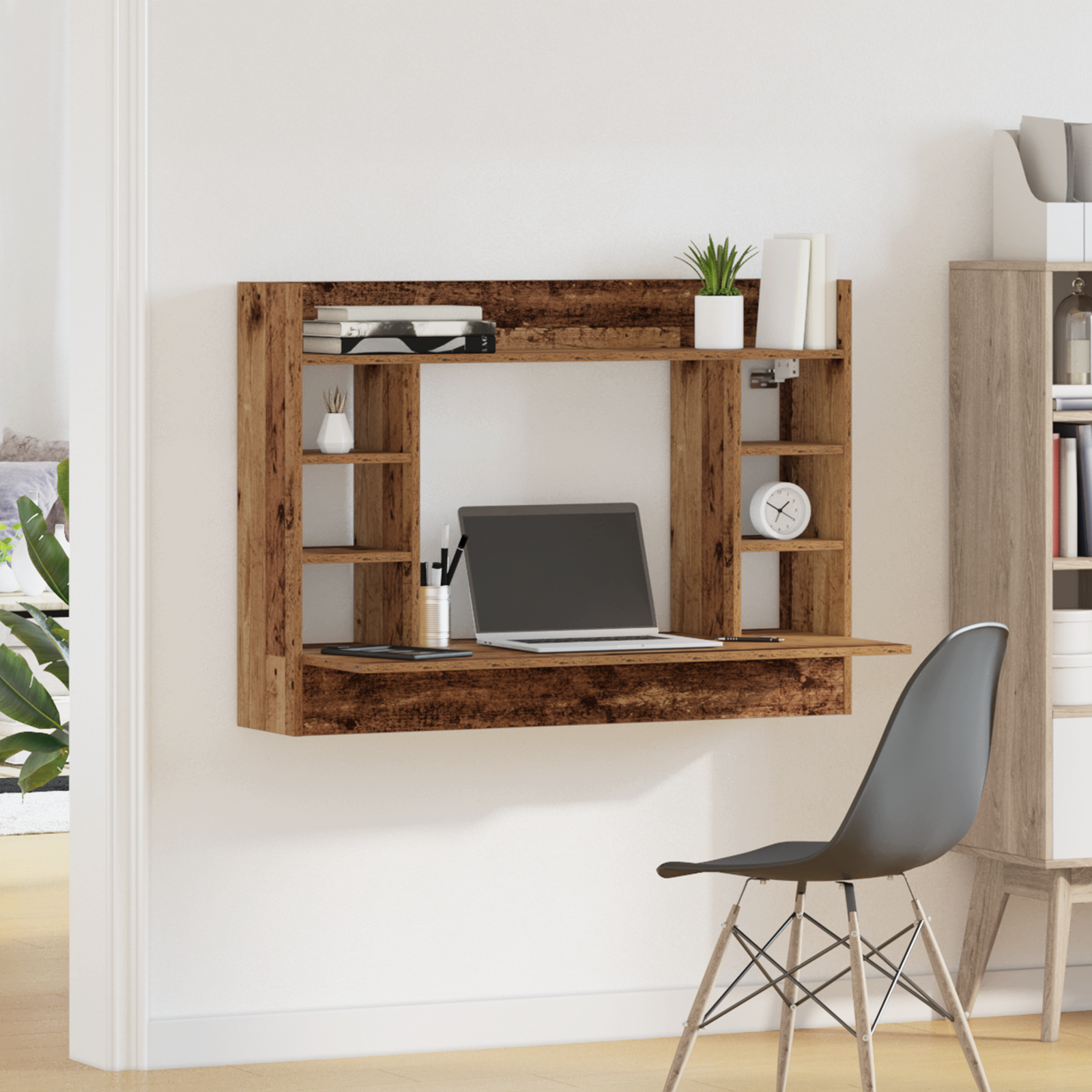 Wall-Mounted Desk Old Wood 105x48x75 cm Engineered Wood - Image 4